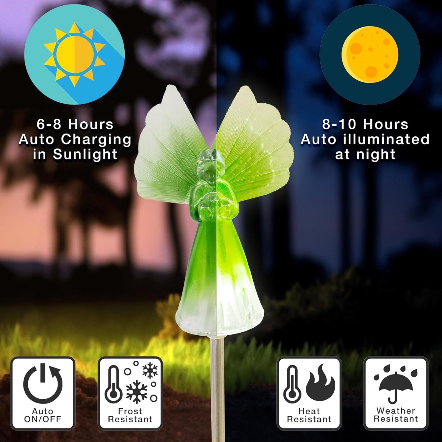 Crosslight SSS210019AB - Yellow Angel Solar Light Garden Stake, Green