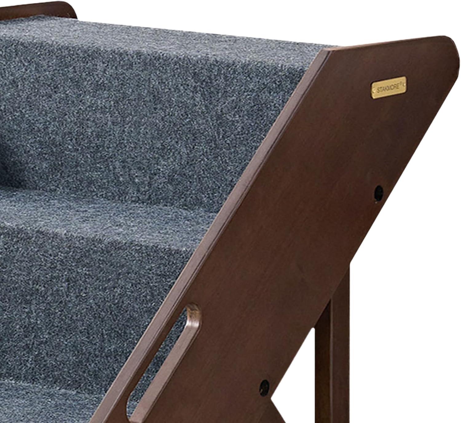 MECO Stakmore Pet Steps with Solid Hardwood Construction and Foldable Design, Stairs for High Beds for Pets in All Life Stages, Espresso
