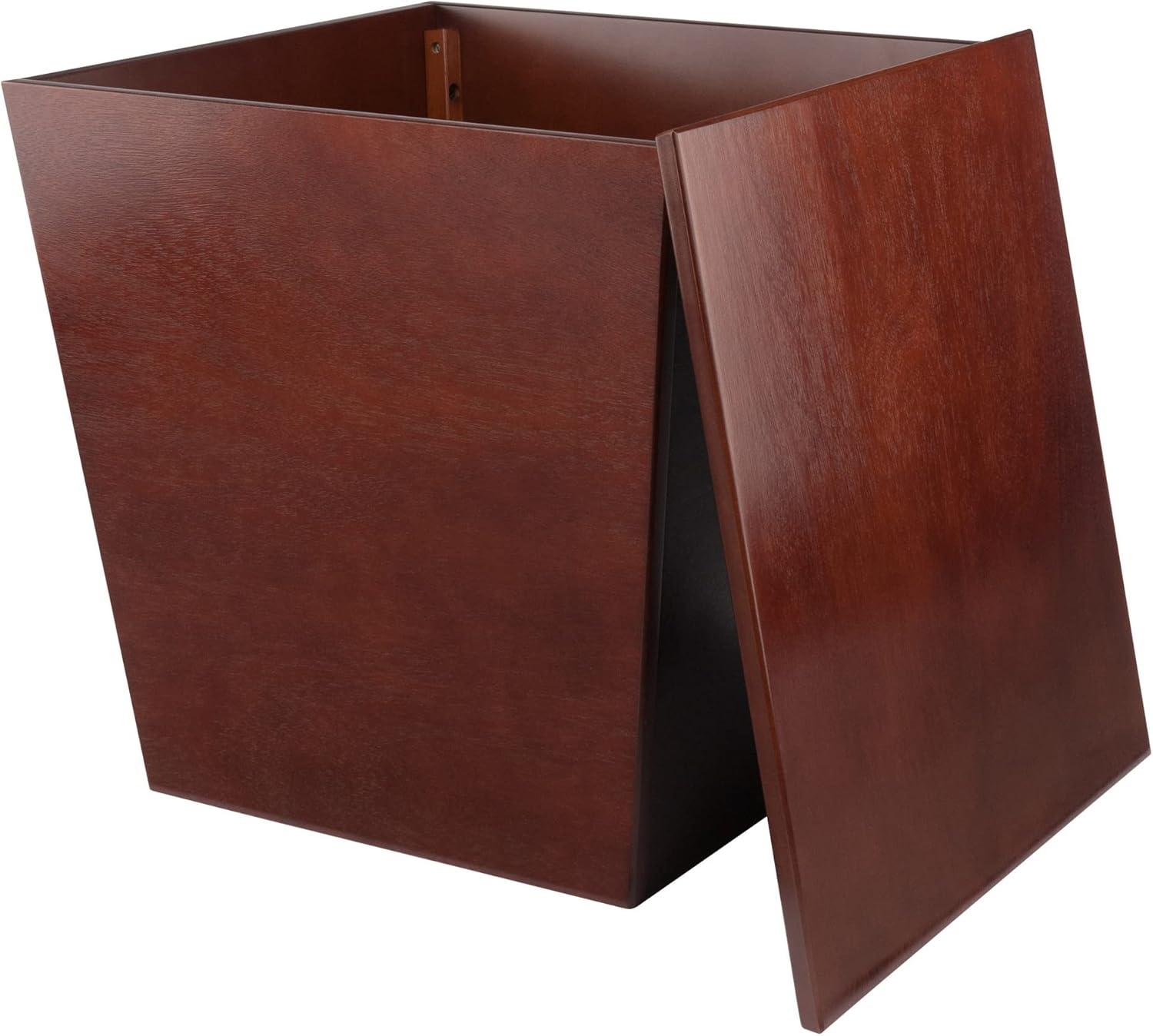 Transitional Walnut Wood Storage Cube End Table 18.5"