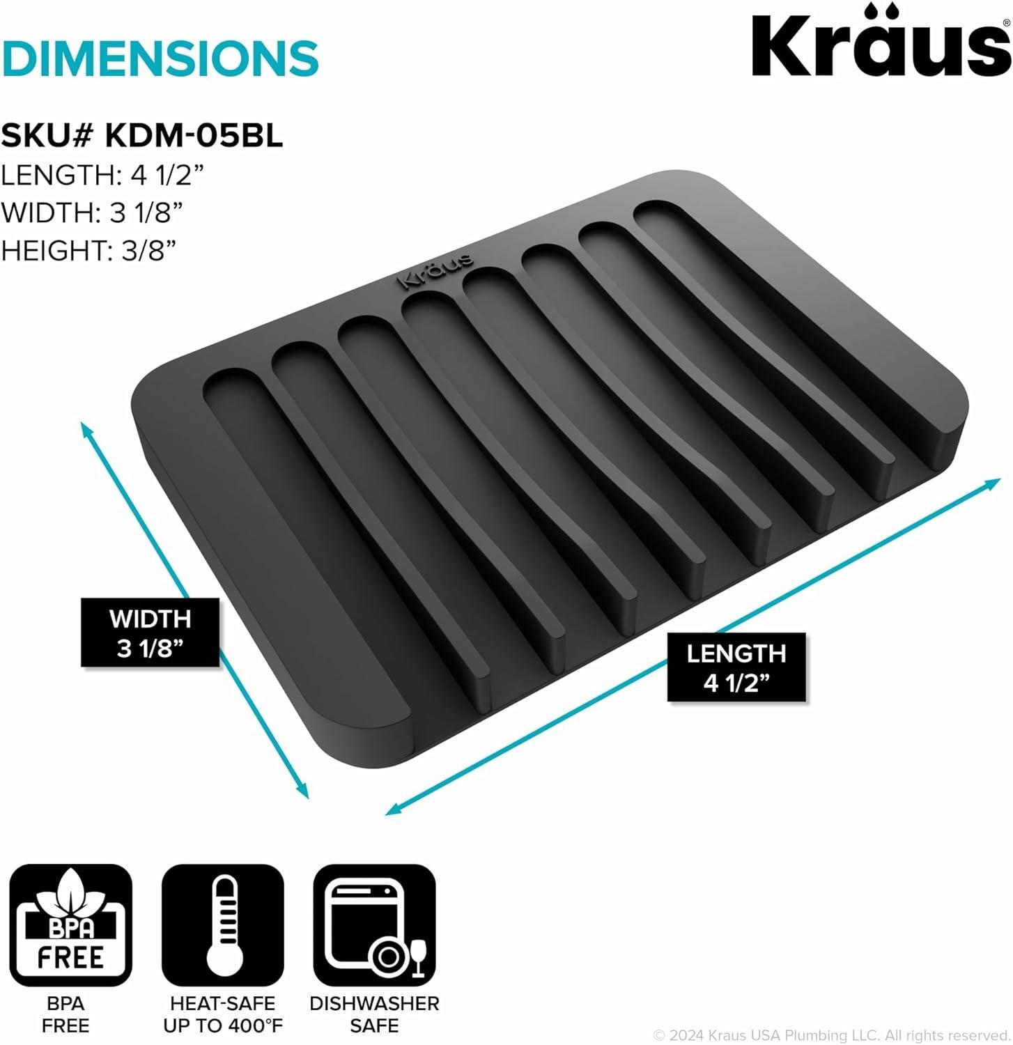 Kraus KRAUS Self-Draining Silicone Dish Drying Mat And Silicone Soap Dish Holder For Bathroom Or Kitchen Counter, KDM-10-05DG