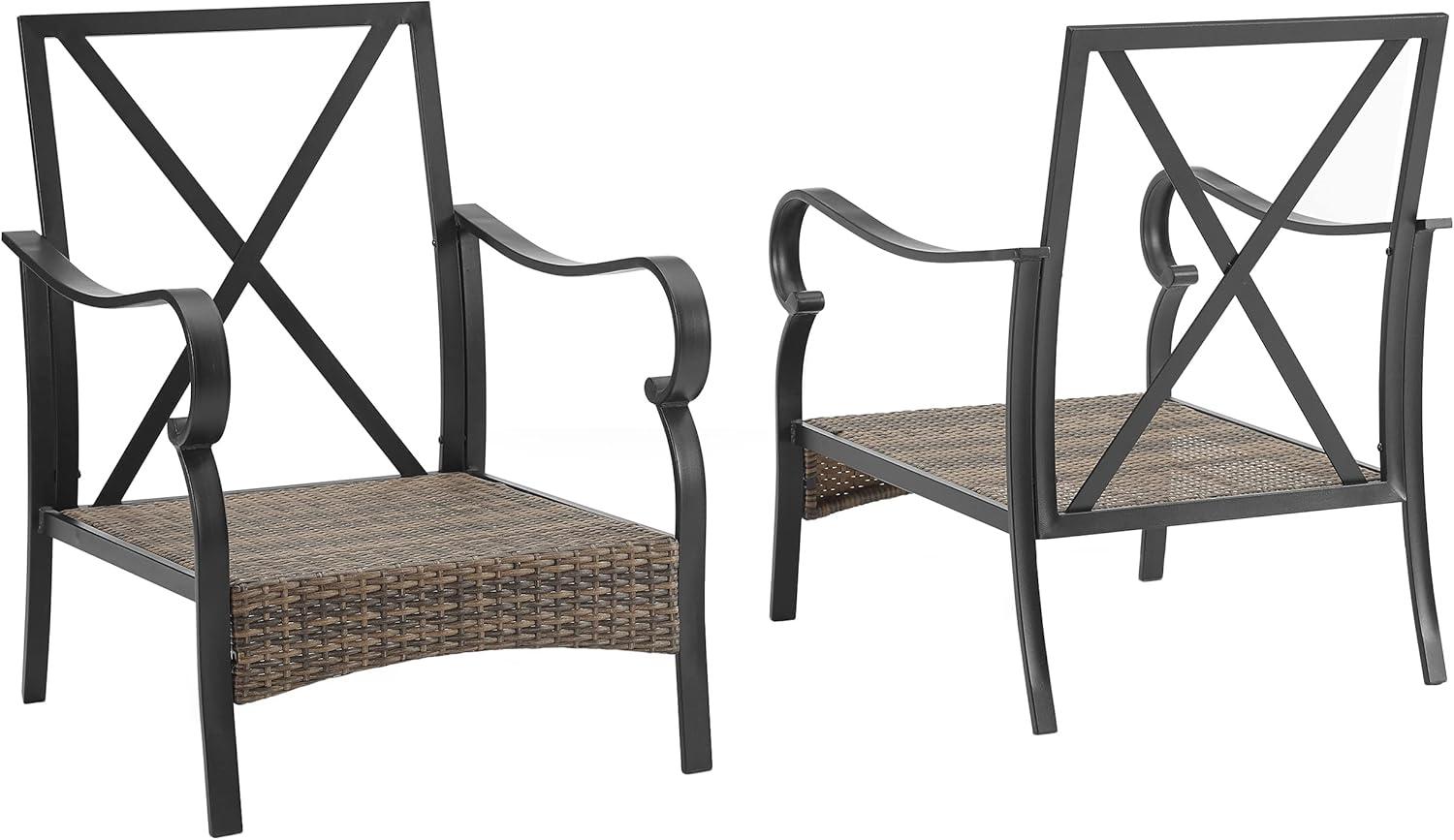 2pk Dahlia Outdoor Steel Arm Chairs Taupe/Matte Black - Crosley: Padded, Weather-Resistant Patio Seating