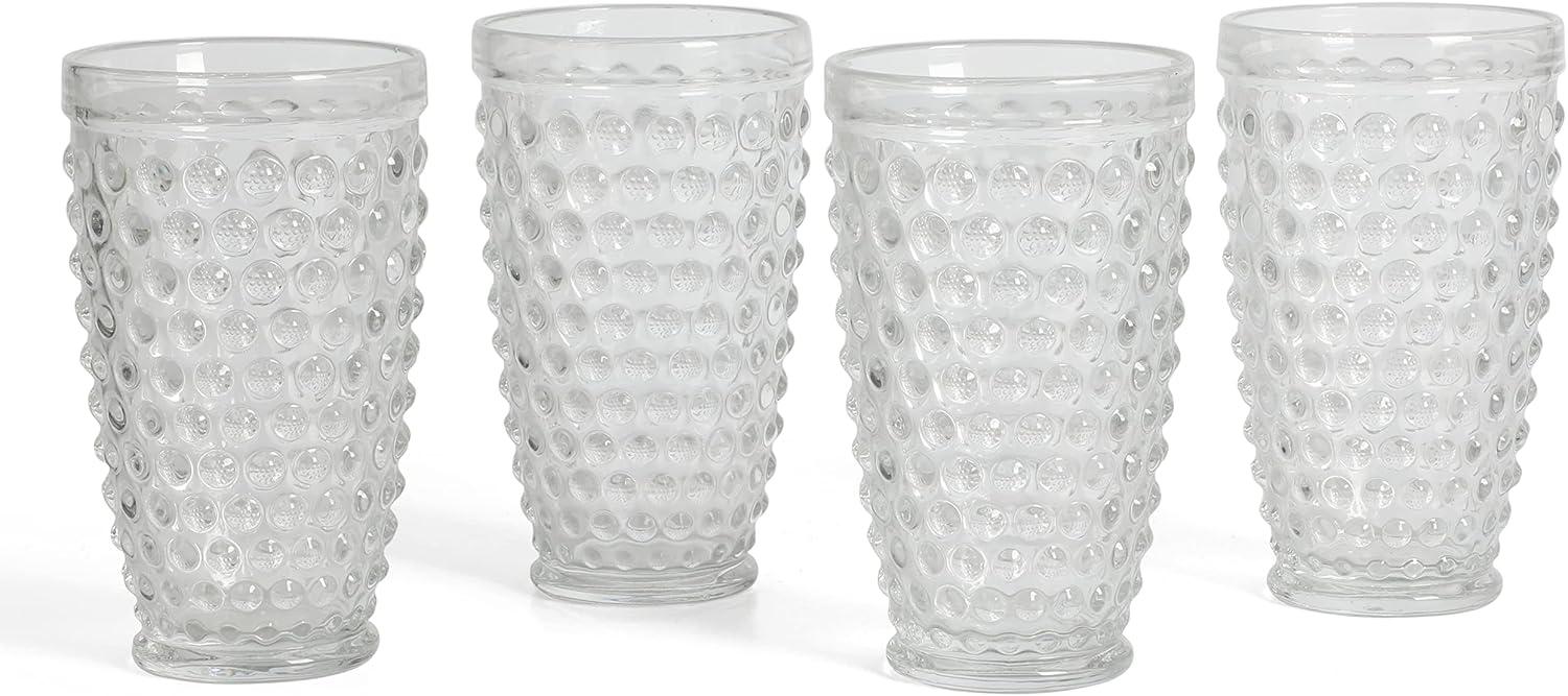 Martha Stewart Chauncey 4-Pack 14.3 oz Hobnail Handmade Glass Tumbler - Clear