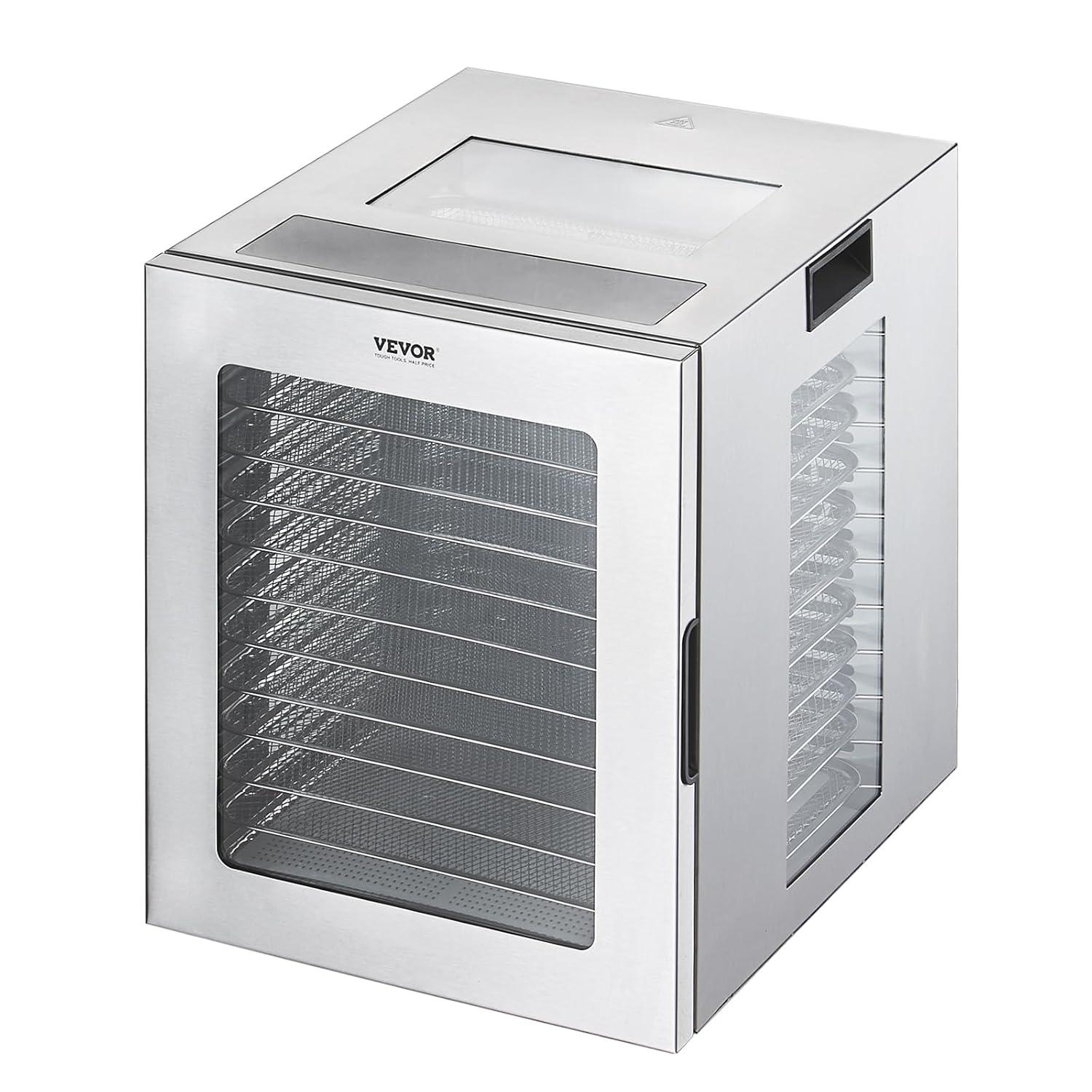 VEVOR Food Dehydrator, 12 Stainless Steel Trays Dehydrators Machine, 850W Food Dryer with Adjustable Temp & 24-Hour Timer, Dehydrator for Food and Jerky, Meat, Fruit, Vegetables, Herbs, Dog Treats