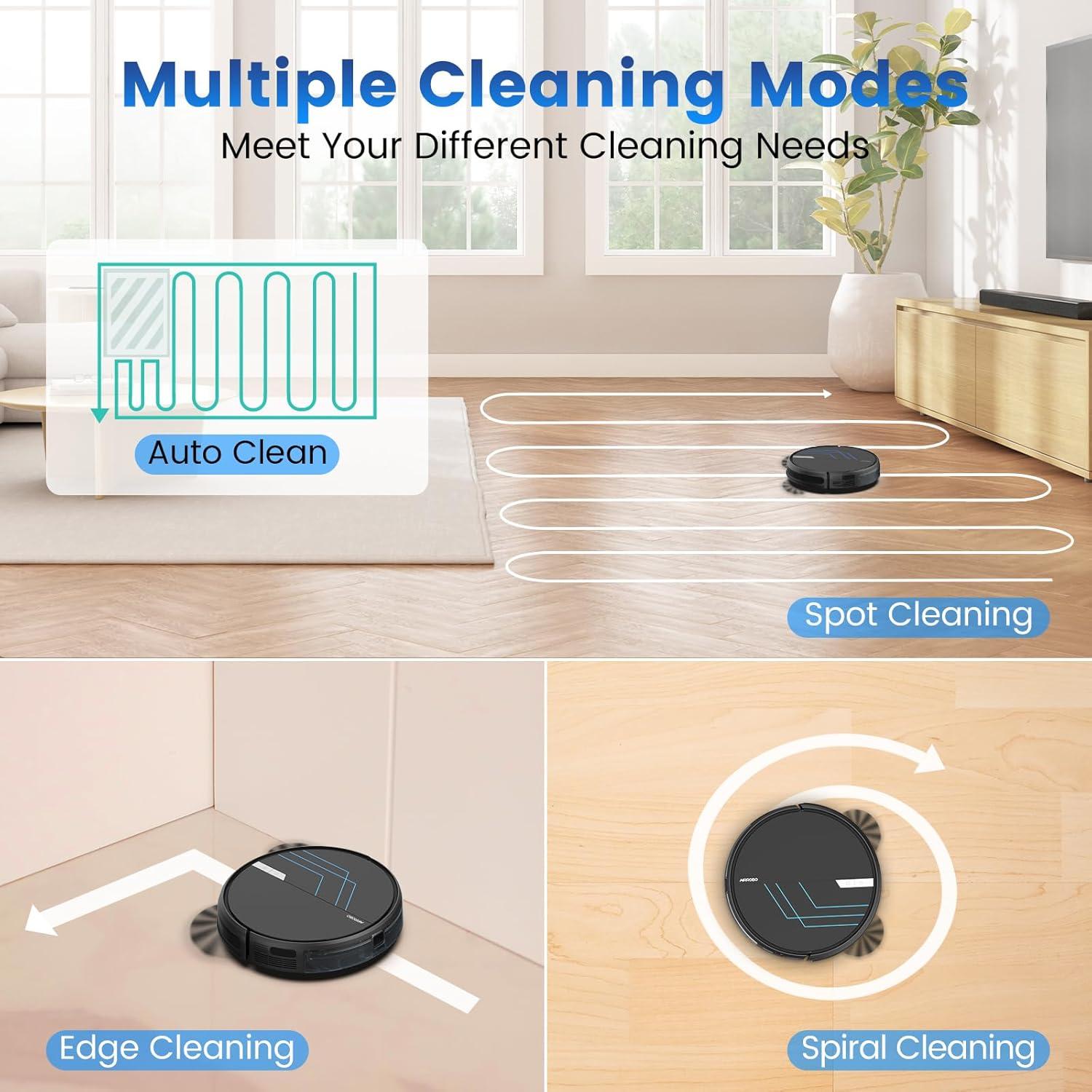 Black Cordless Robot Vacuum and Mop with HEPA Filter