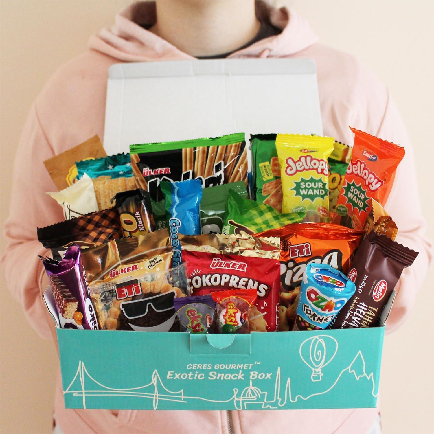 International Exotic Snack Box Variety Pack, 22 Count Premium Foreign Rare Snack Food Gifts with Suprise Item for Fun, Mystery Box of Snacks, European Snacks for Adults and Kids for Christmas Thanksgiving and More