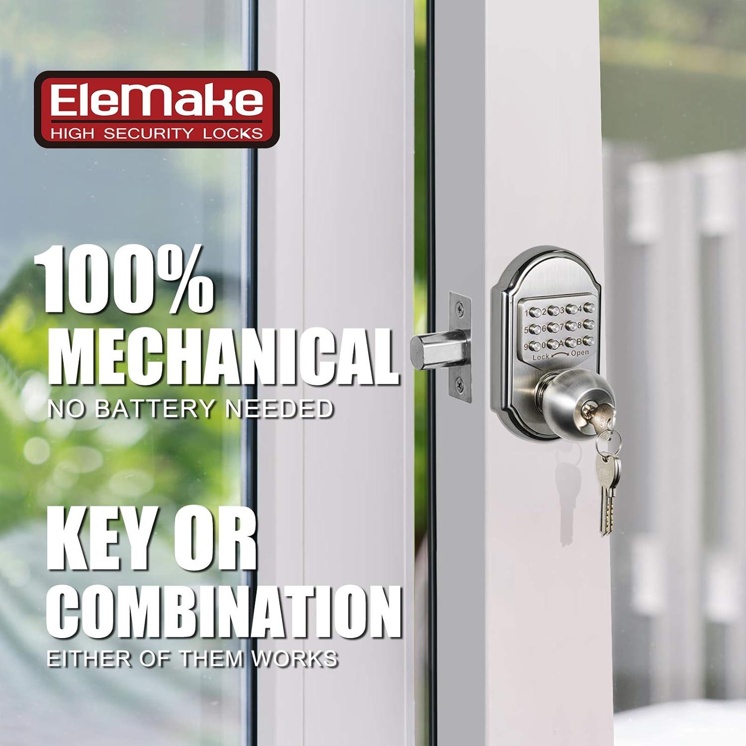 Keyless Entry Door Lock - Door Locks with Keypads, Deadbolt Lock Keypad Door Knob, Stainless Steel (Pass Code or Key) 100% Mechanical, No Electronic Gray