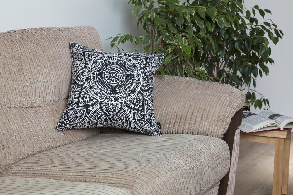 TreeWool (Pack of 2) Mandala Accent Cotton Decorative Square Throw Pillow Covers (22" x 22", Black)