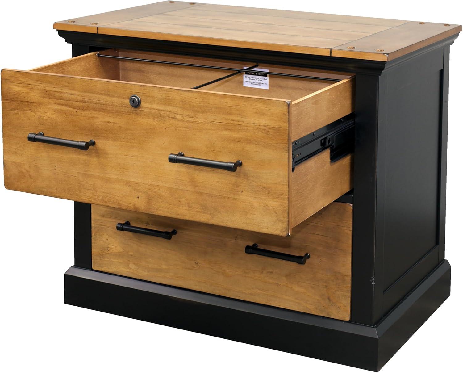 Toulouse Wood Lateral File With Legal/Letter File Drawer Office Storage Black