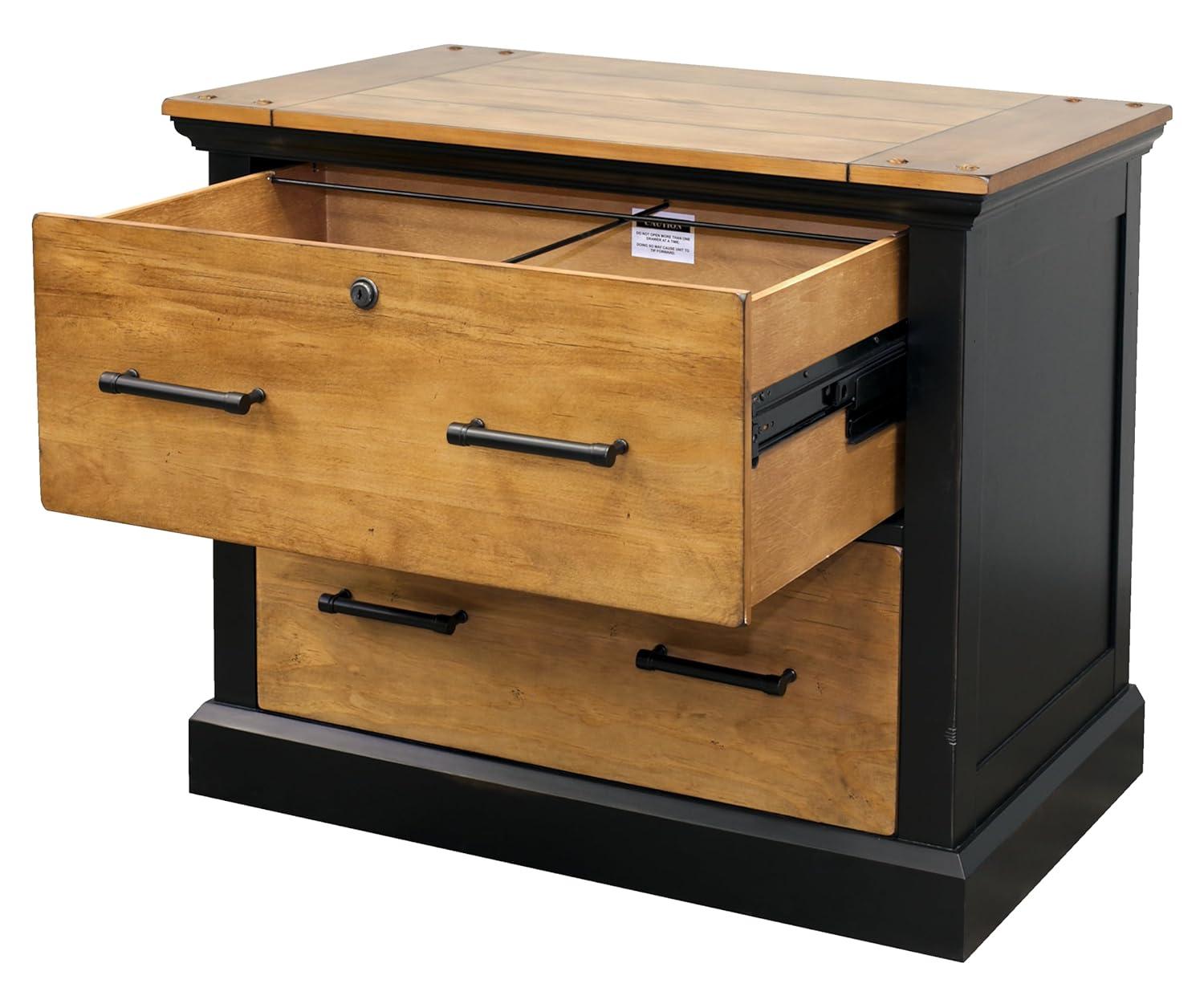 Toulouse Wood Lateral File With Legal/Letter File Drawer Office Storage Black