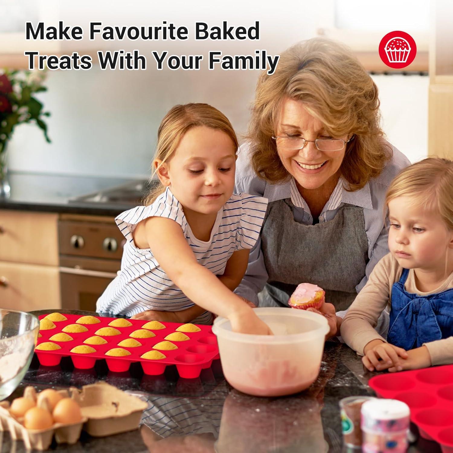 Artrylin 24 Cups Silicone Muffin Pan Cupcake Pans,Silicone Baking Molds,Nonstick BPA Free