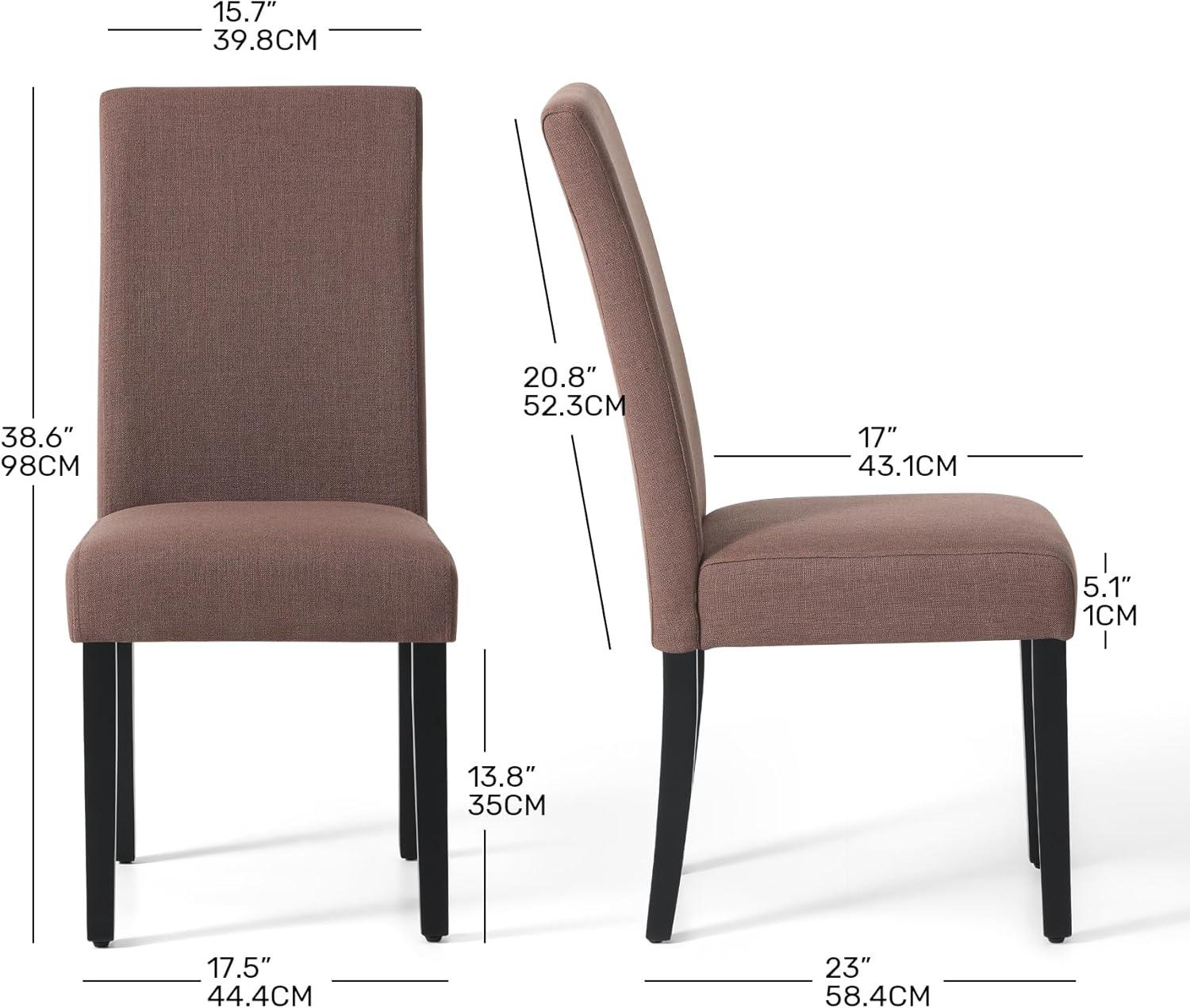 Costaelm Adison Fabric Dining Side Chair 2 Pc Set in Brown