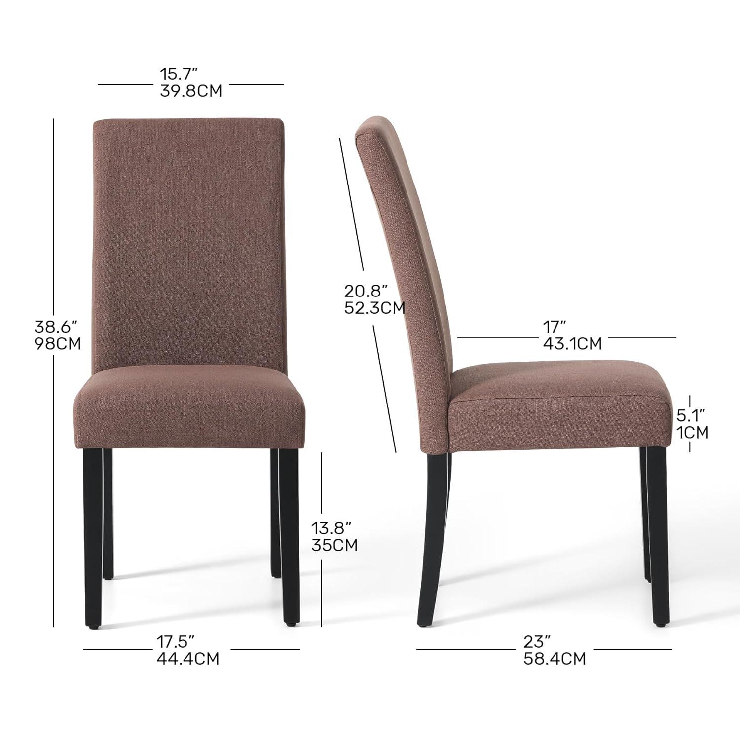 Costaelm Adison Fabric Dining Side Chair 2 Pc Set in Brown