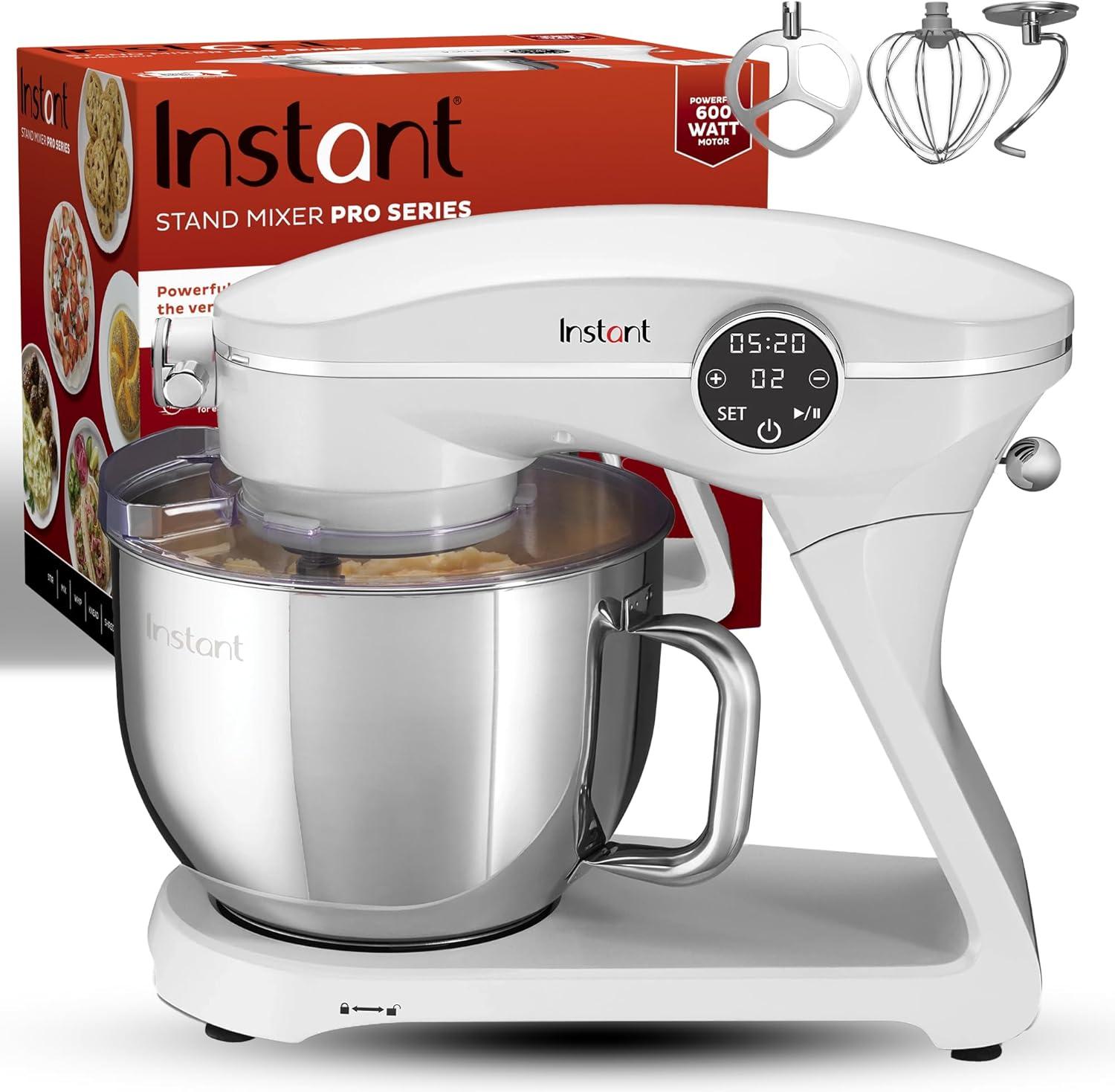 Instant 7.4 Qt Pearl White 10-Speed Stand Mixer with Stainless Steel Bowl