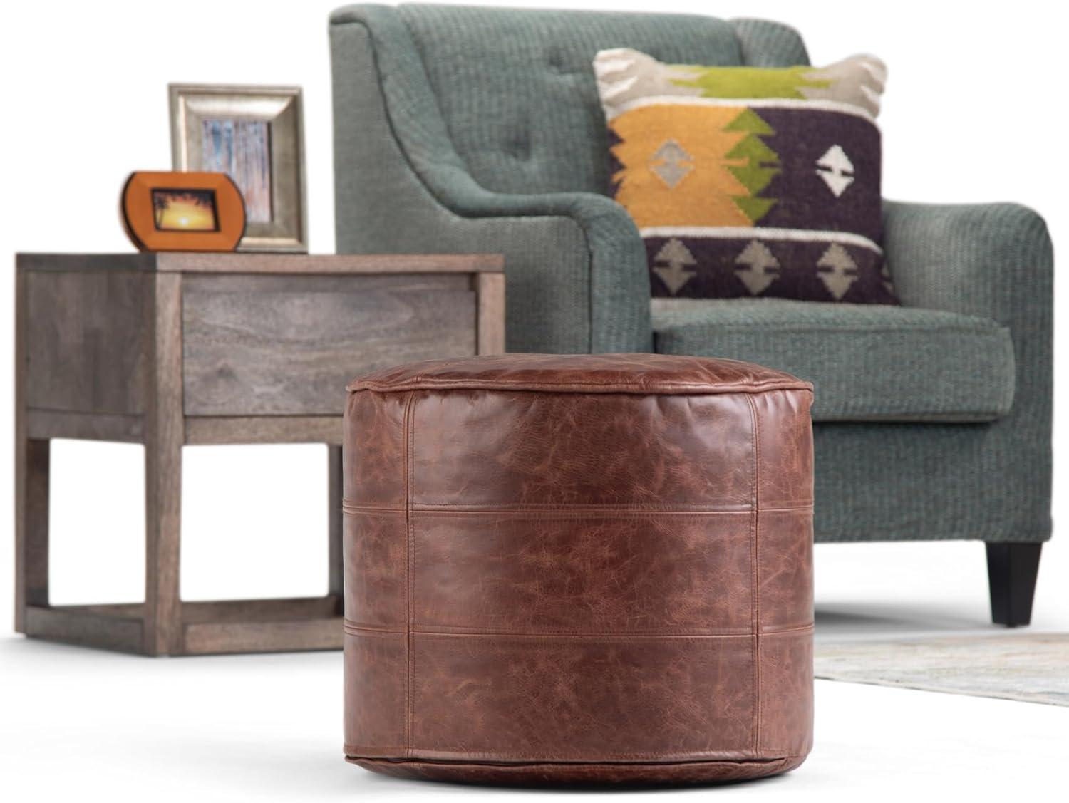 Simpli Home Connor 18"W Round Pouf