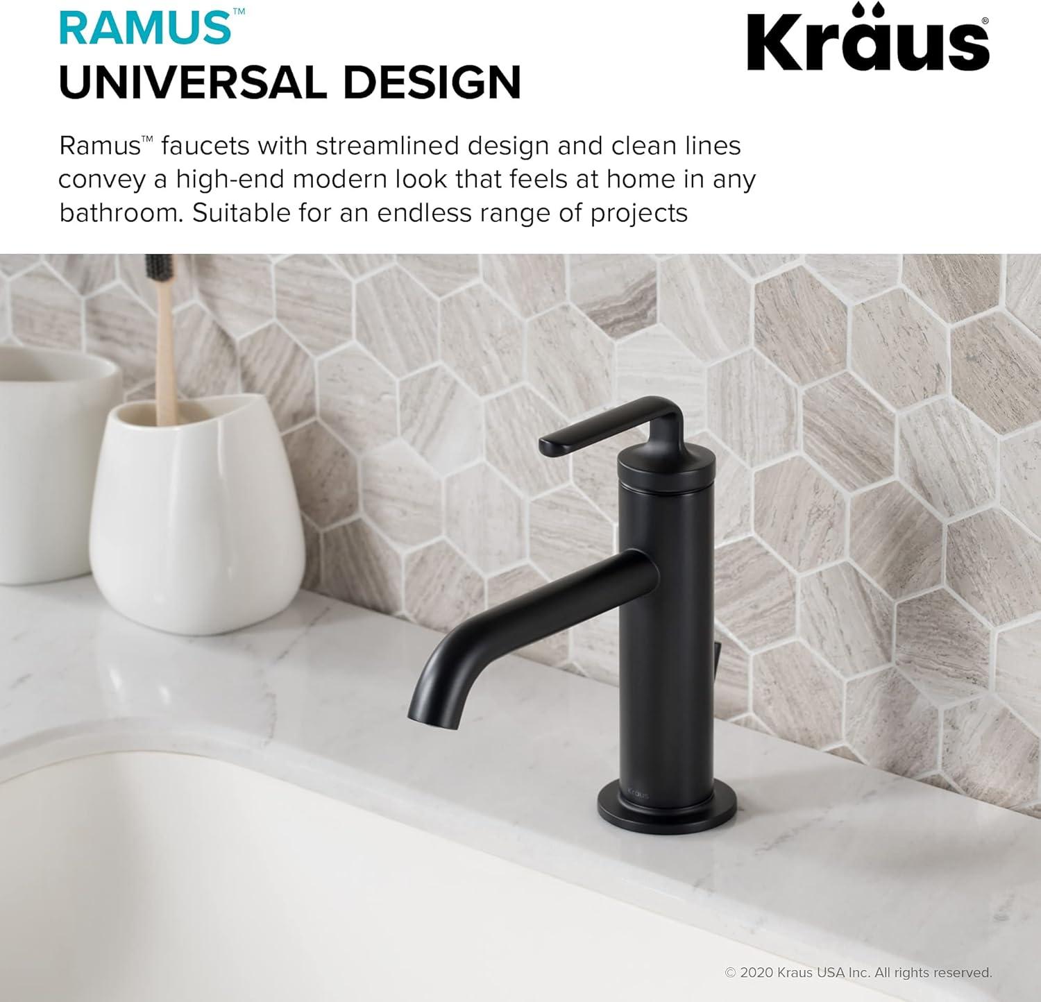 Ramus 7'' Matte Black Stainless Steel Bathroom Sink Faucet