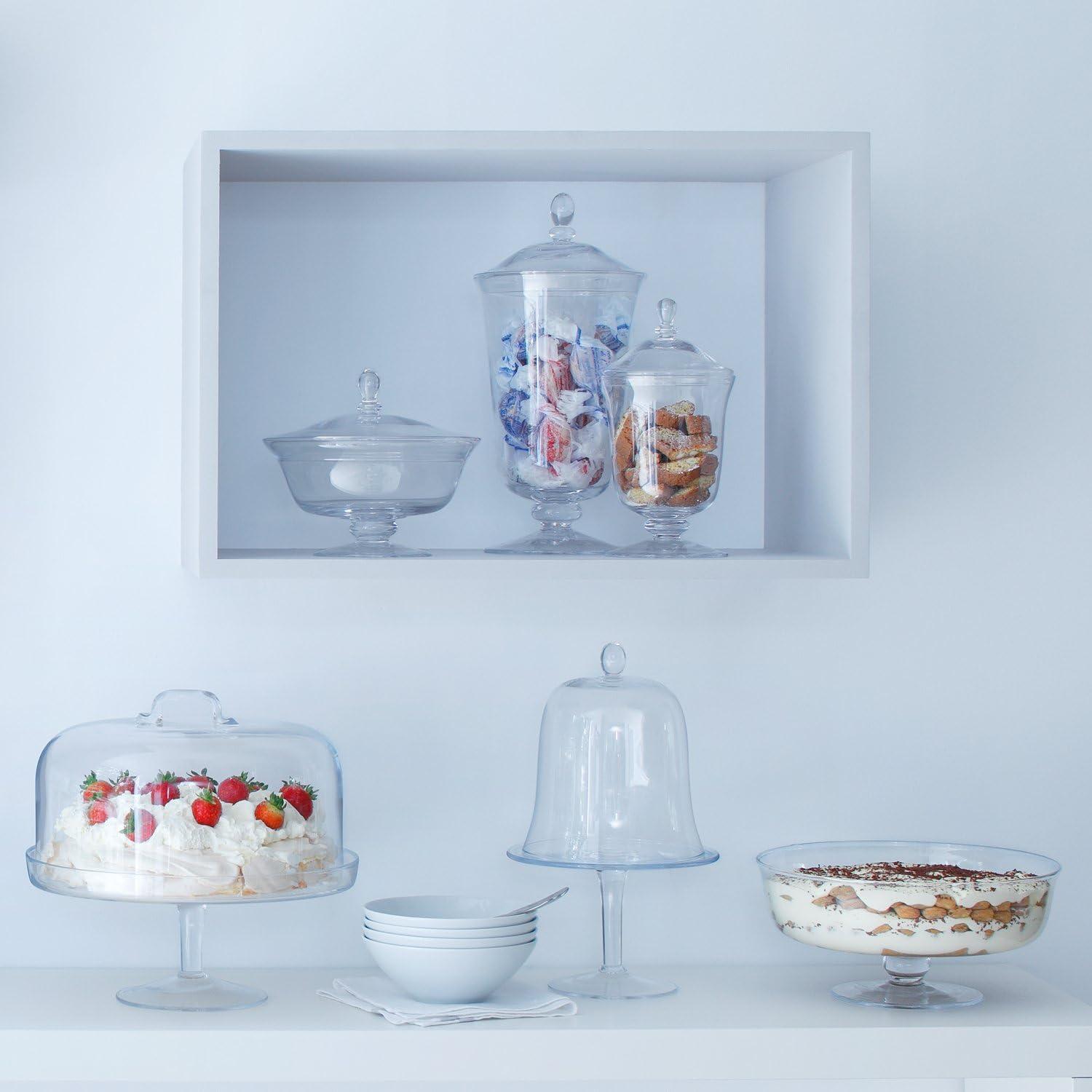 Clear Glass Footed Bonbon Jar with Lid