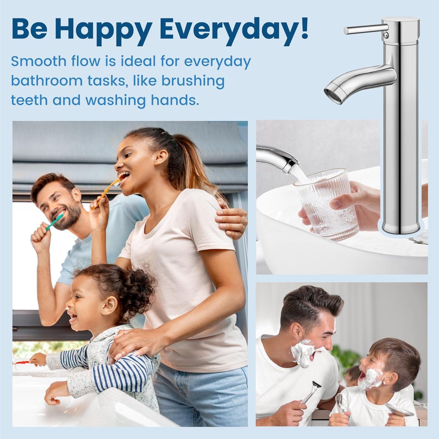 VIBRANTBATH Vessel Sink Faucet Single-handle Bathroom Faucet with Drain Assembly A-99052H-N-2