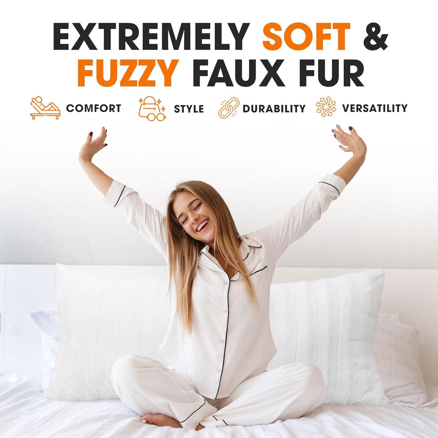 Cheer Collection Faux Fur Throw Pillow