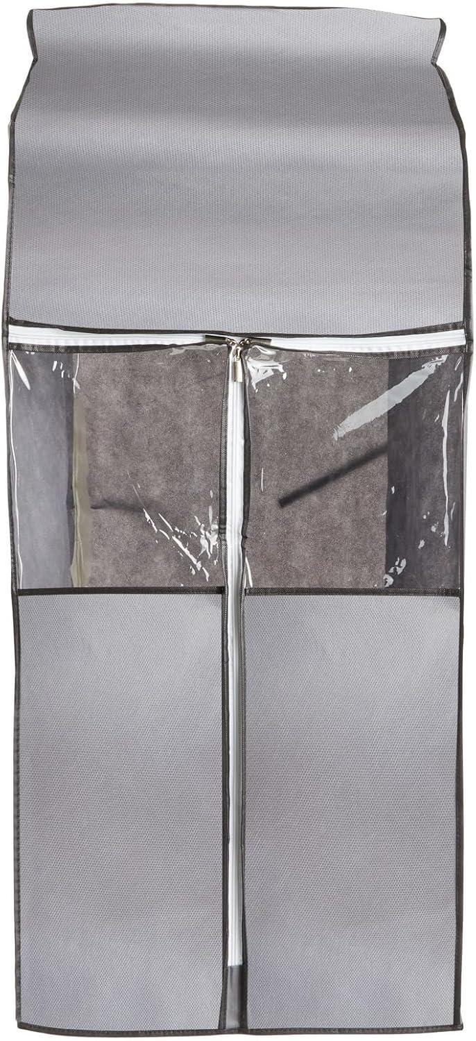Stockroom Plus 2 Pack Hanging Garment Bags for Closet Storage with Window, Large, Grey, 20x54x24 In