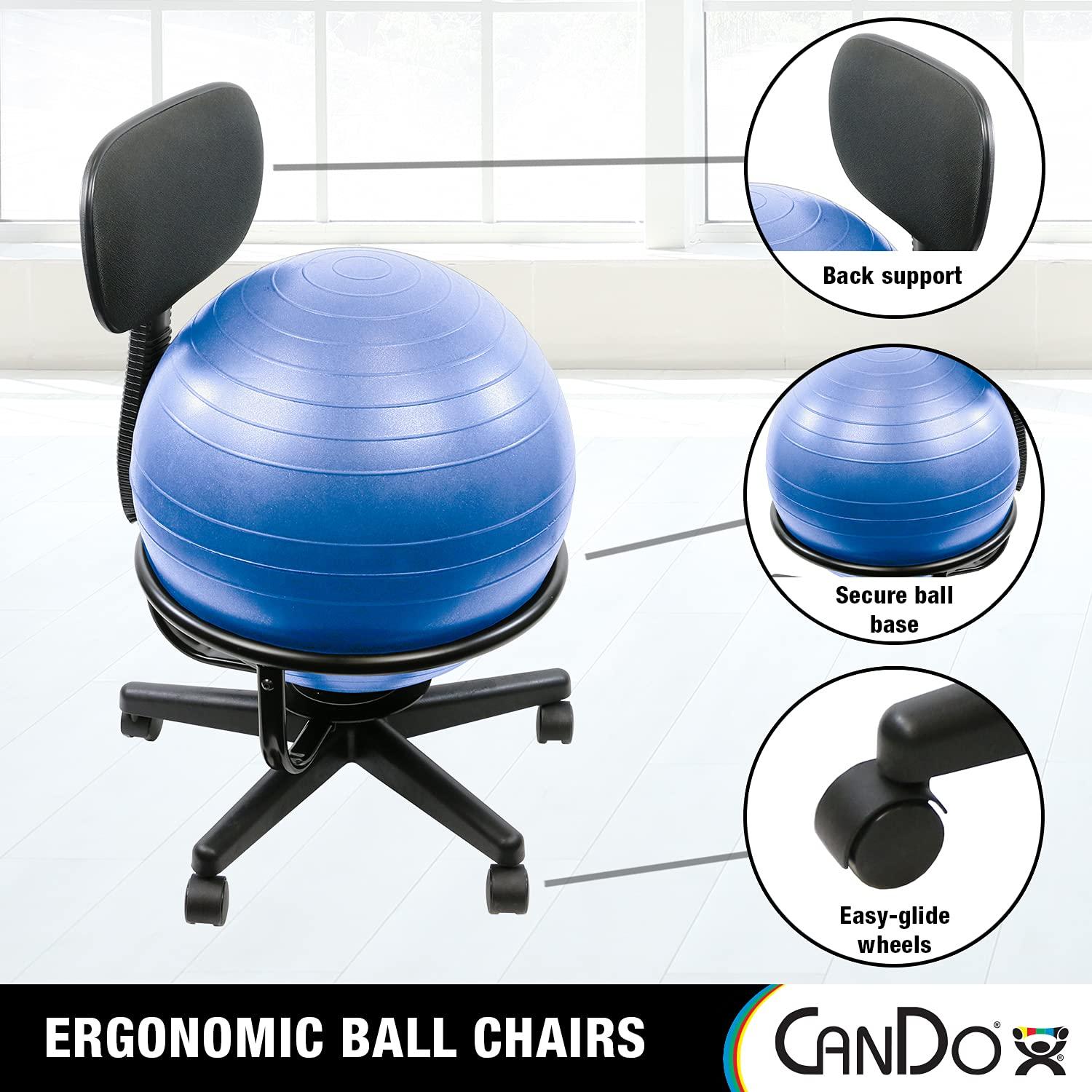 CanDo Metal Ball Chair Inflatable Ergonomic Active Seating Exercise Ball Chair With Air Pump for Home, Office, and Classroom