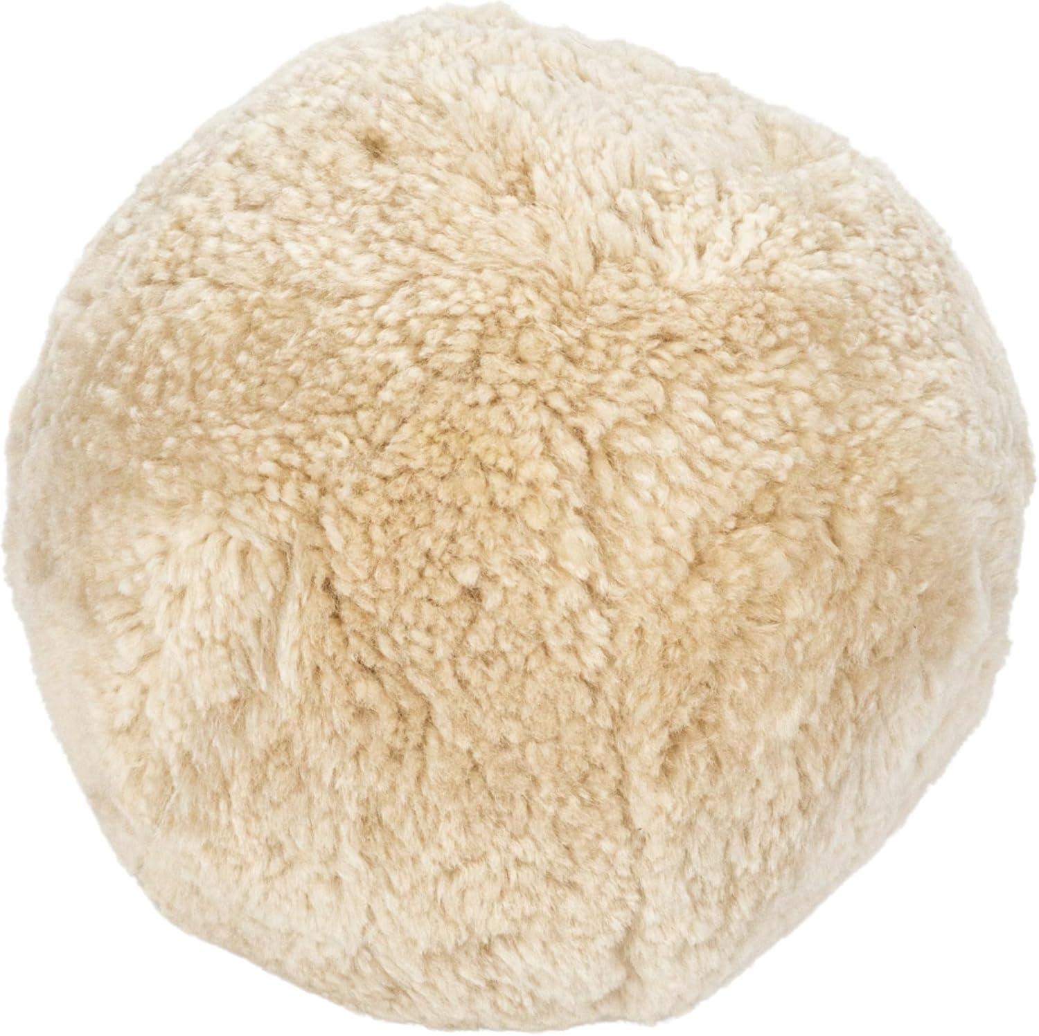 Cream Sheepskin Round Pillow with Polyester Insert