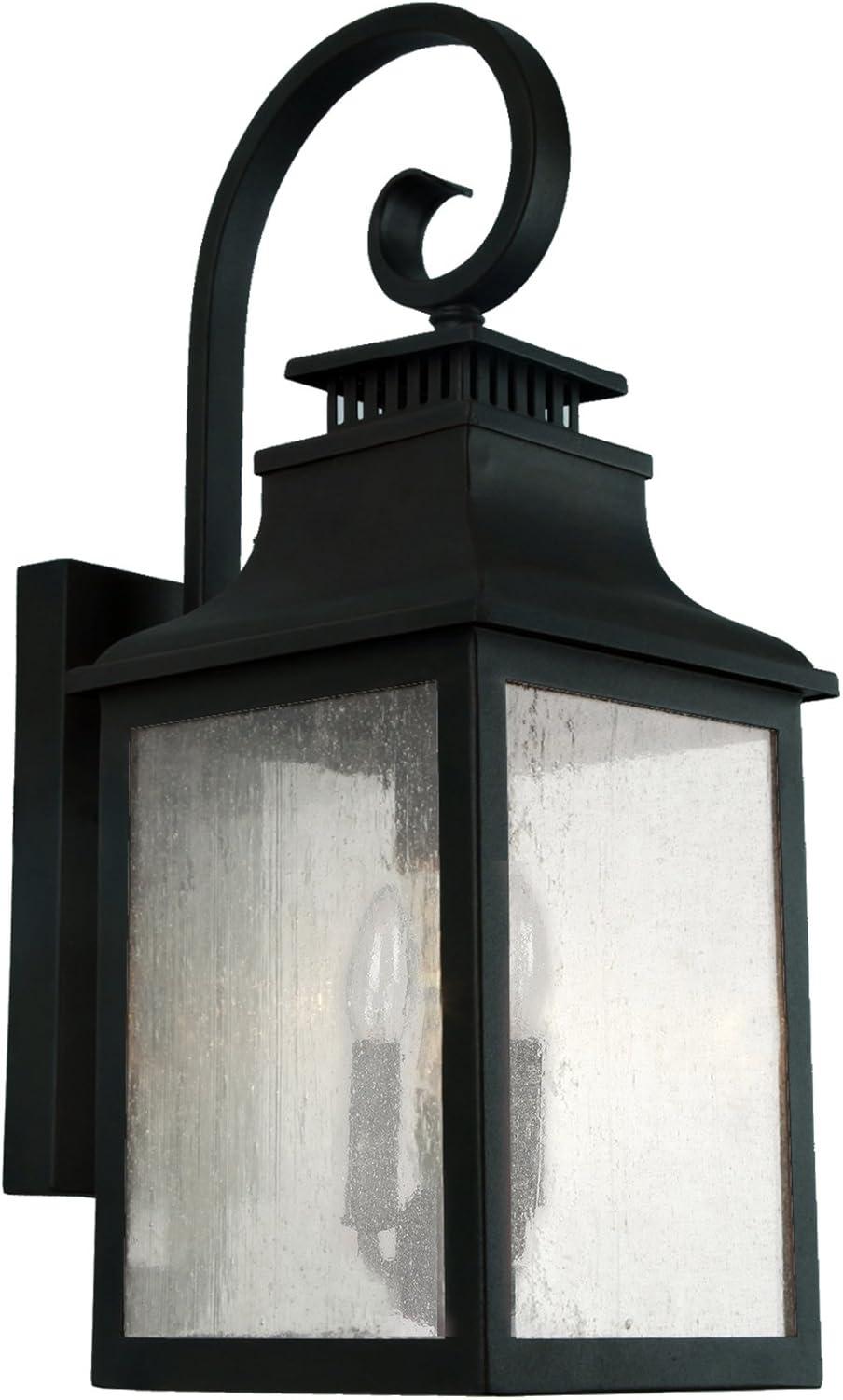 Morgan Black 23" Outdoor Wall Light with Clear Seedy Glass