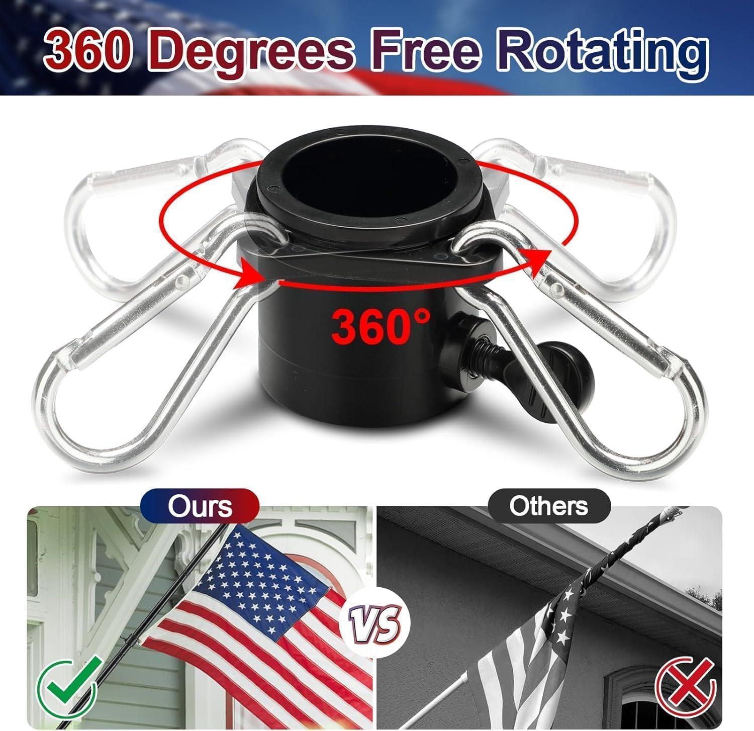 AEASKIEY 5FT Tangle Free Stainless Steel Metal Flag Pole (Black) with 3x5 Embroidered US Flag and Bracket.