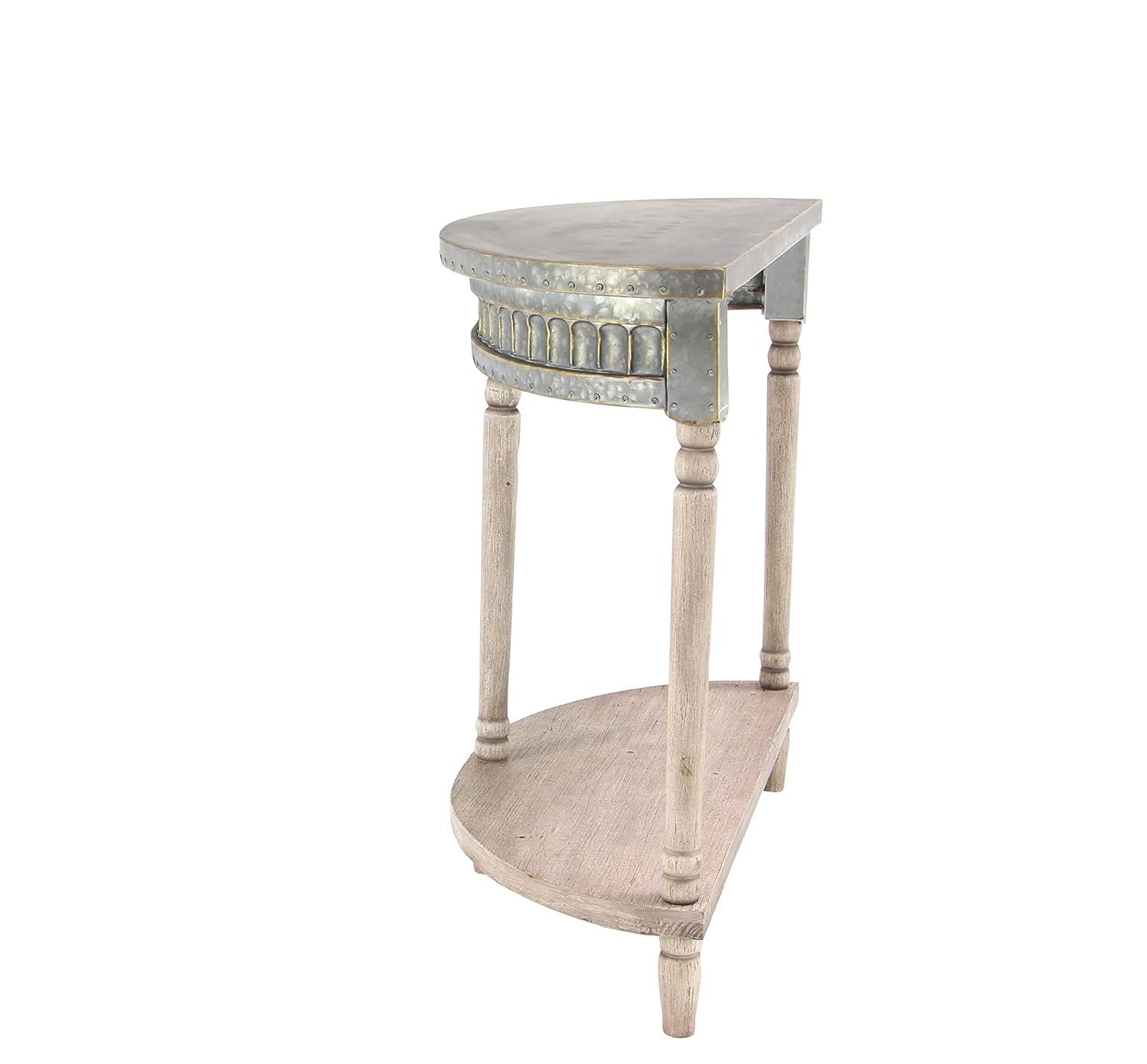 Traditional Half Round Side Table Beige - Olivia & May: Sturdy Iron Entryway Console with Shelf