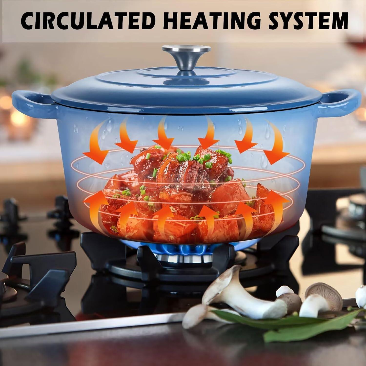 SPECIALTY FLOORING INC Dutch Oven,Enameled Cast Iron Dutch Oven Cooking Pot With Lid & Dual Handles, For Bread Baking Braising Stewing, Heavy Duty & Non Stick, Oven & All Stovetops Safe