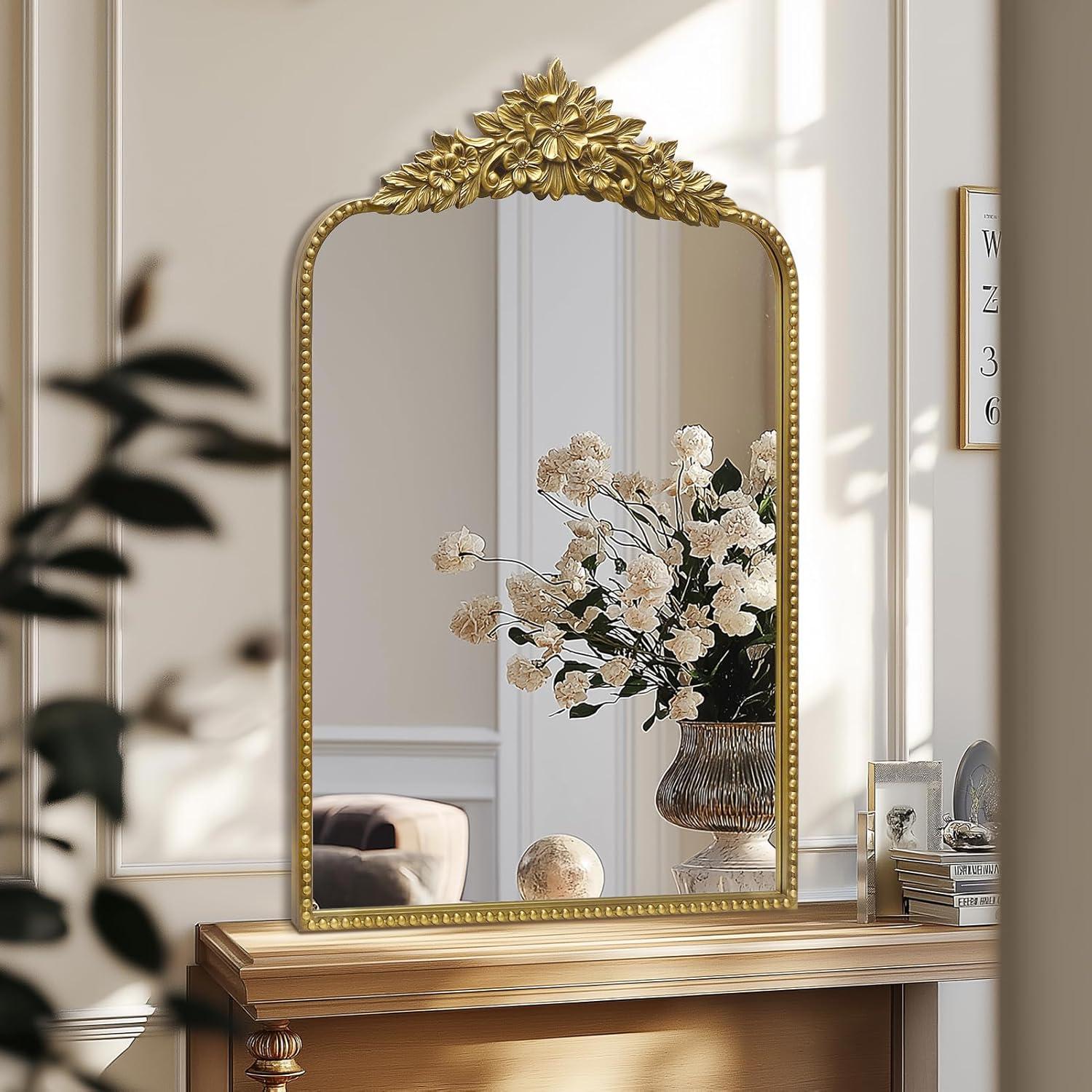 Gold Arched Baroque Ornate Wall Mirror 36" x 24"