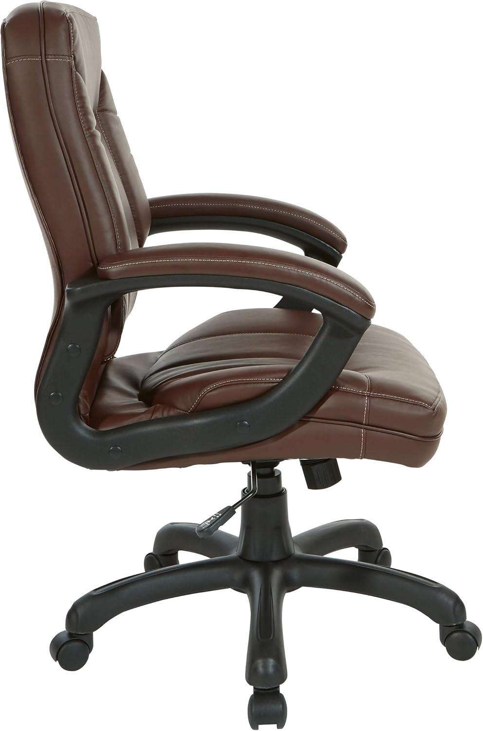 Executive Mid Back Chocolate Faux Leather Chair with Contrast Stitching