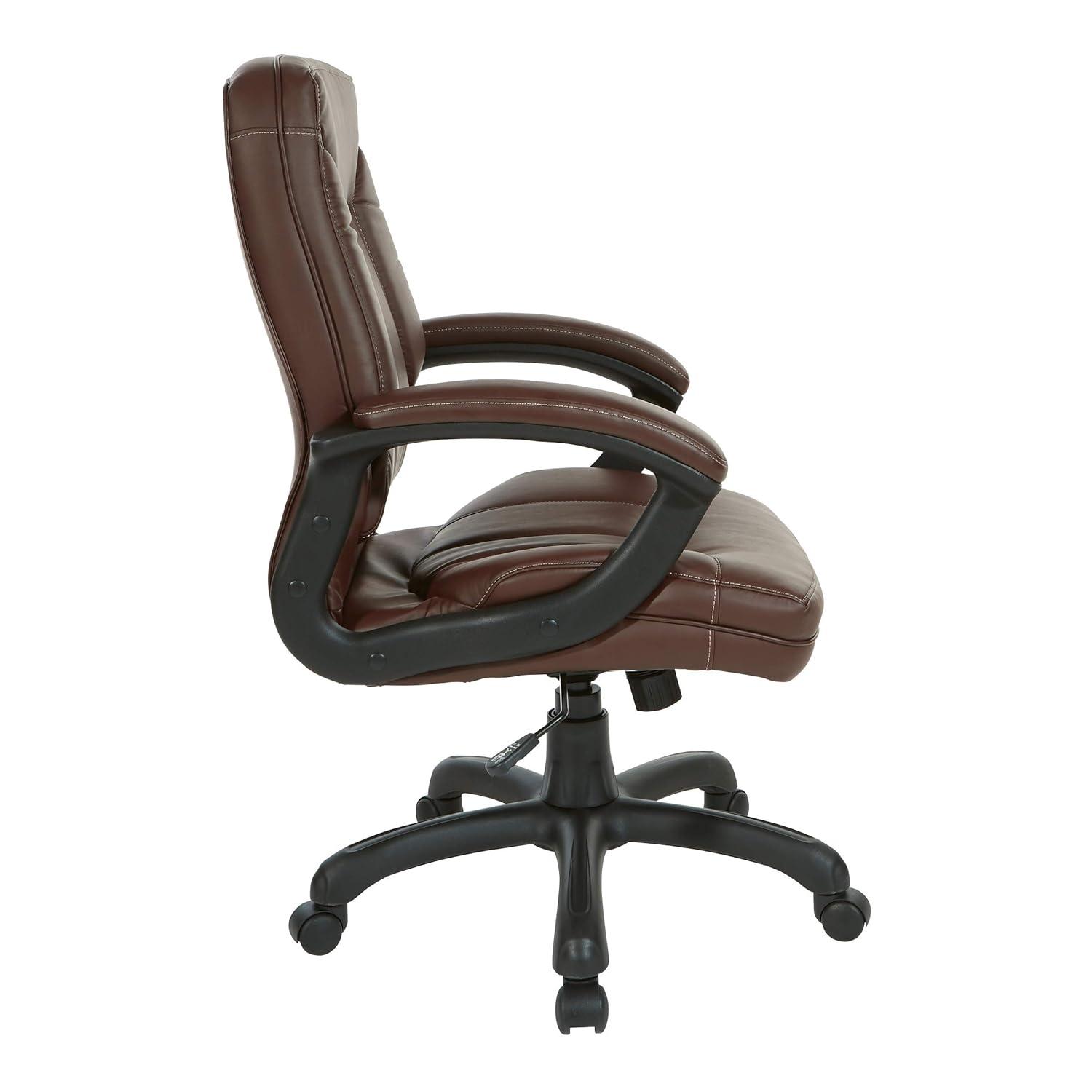 Executive Mid Back Chocolate Faux Leather Chair with Contrast Stitching