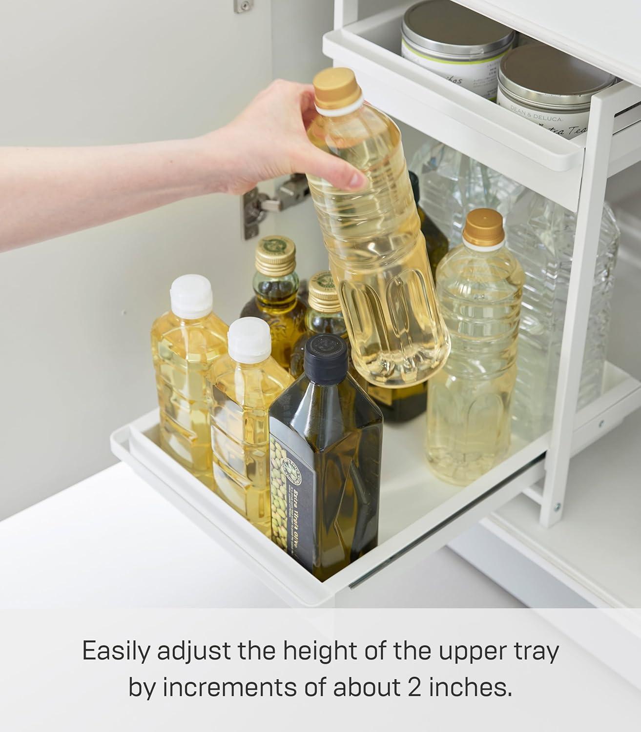Yamazaki Home Yamazaki Home Tower Under-Sink Rack With Pull-Out Shelf, Versatile Kitchen Cabinet Storage Drawers, 2 Tiers, Sturdy Organization System - Steel