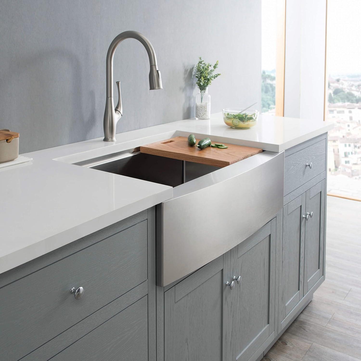27'' L Farmhouse / Apron Single Bowl Stainless Steel Kitchen Sink
