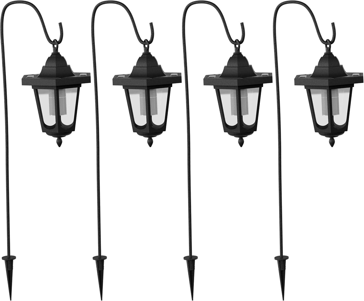 26'' Black Solar Powered Pathway Lanterns, Set of 4