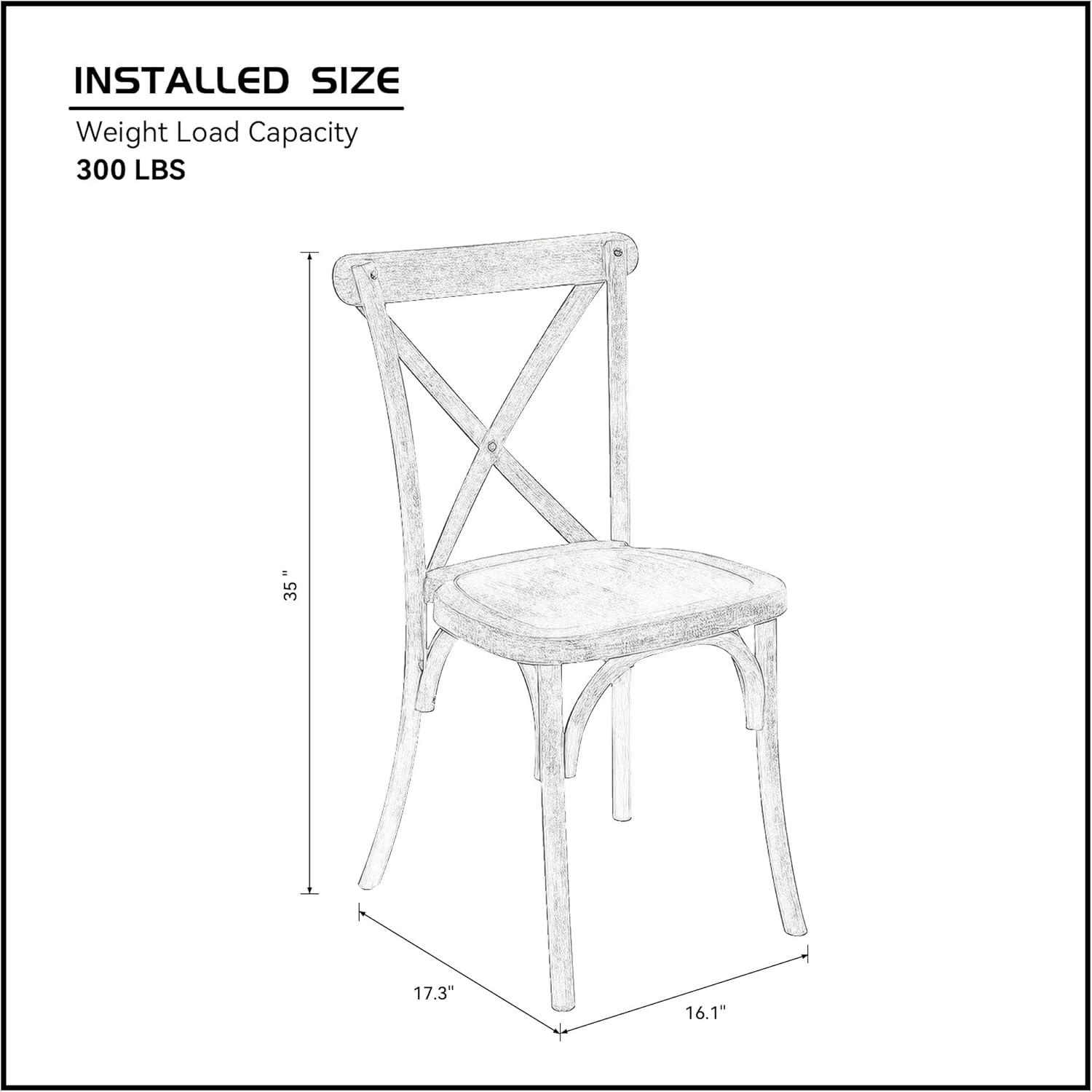 2 Pack Accent Chairs, Modern Farmhouse X-Back Armless Resin Dining Chair