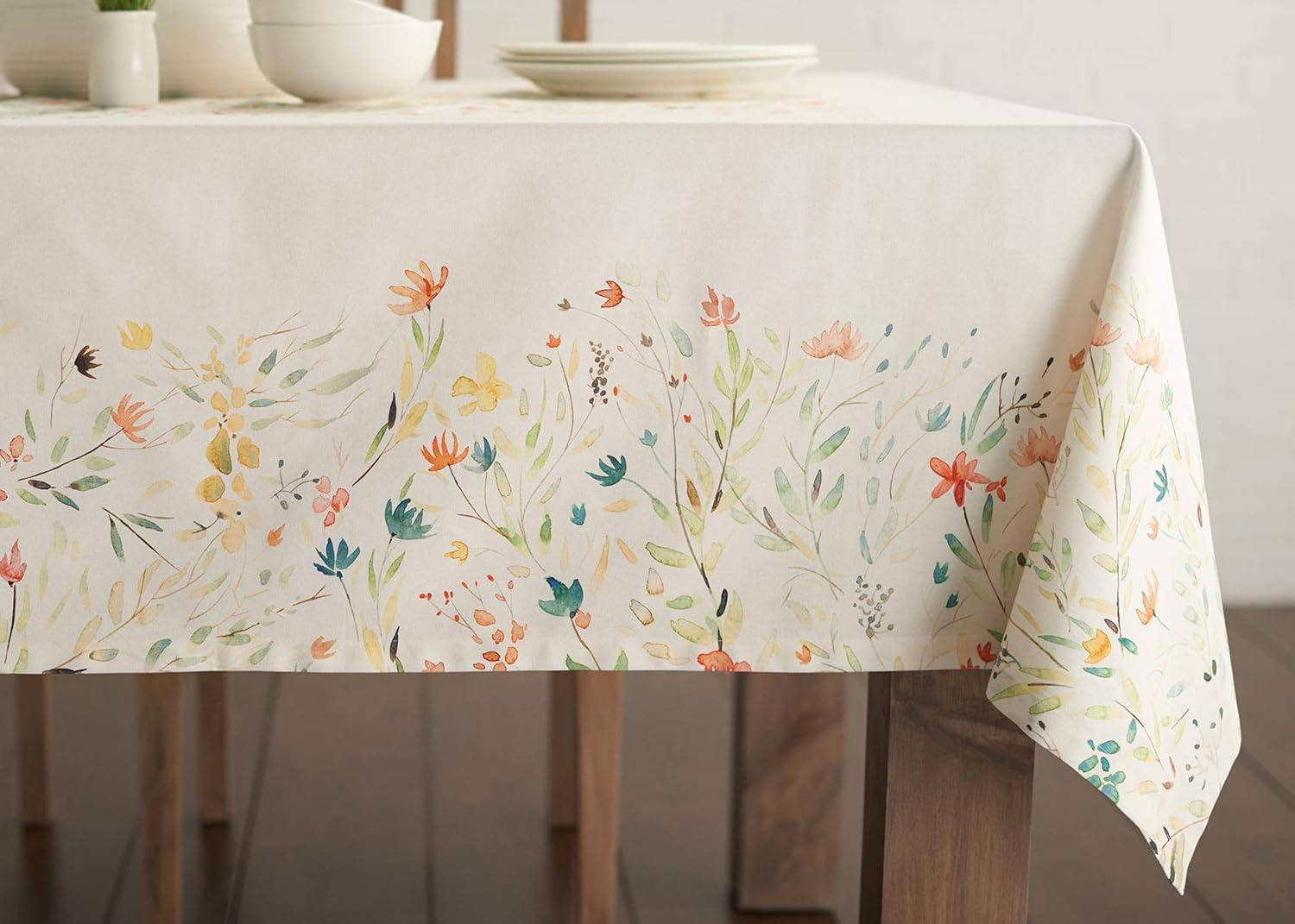 Maison d' Hermine Table Cloth Rectangle Table 100% Cotton 60 x 90 Inches Tablecloth Reusable Decorative Everyday Use for Dining Room, Farmhouse, Home, Party, Festive & Wedding Spring Summer - Colmar
