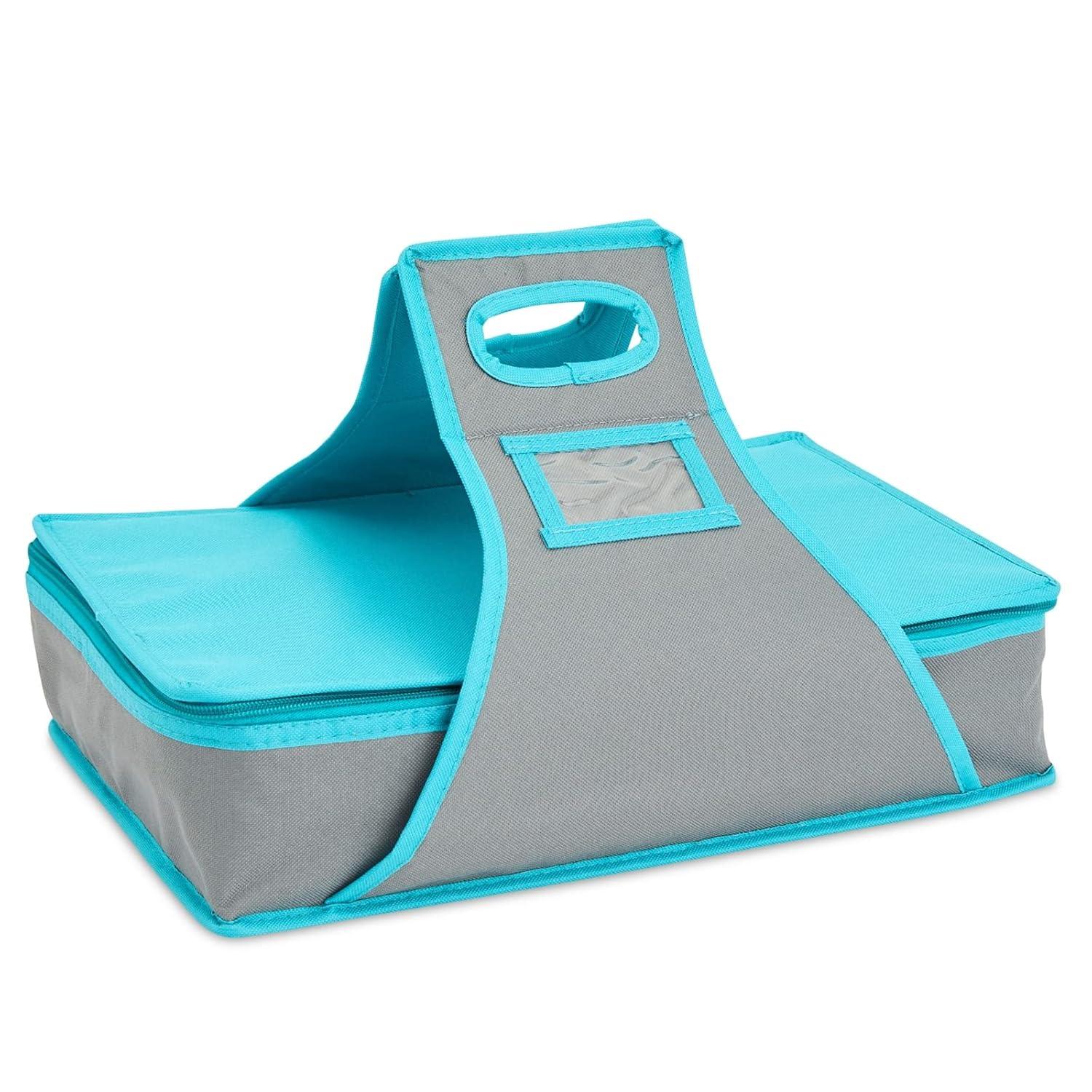 Juvale Thermal Insulated Casserole Carrier - Food Warmer Bag Container for Hot Lunch, Transport (Teal and Gray, 16x10x4 In)