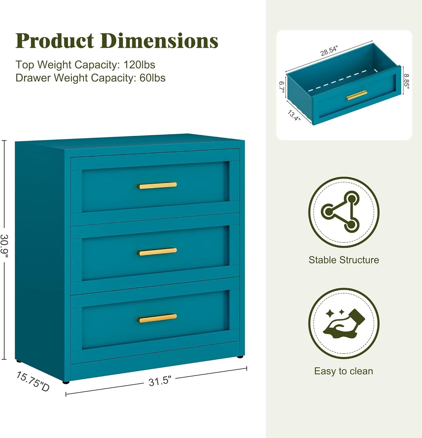 Mercer41 Metal 3 Drawer Dresser For Bedroom