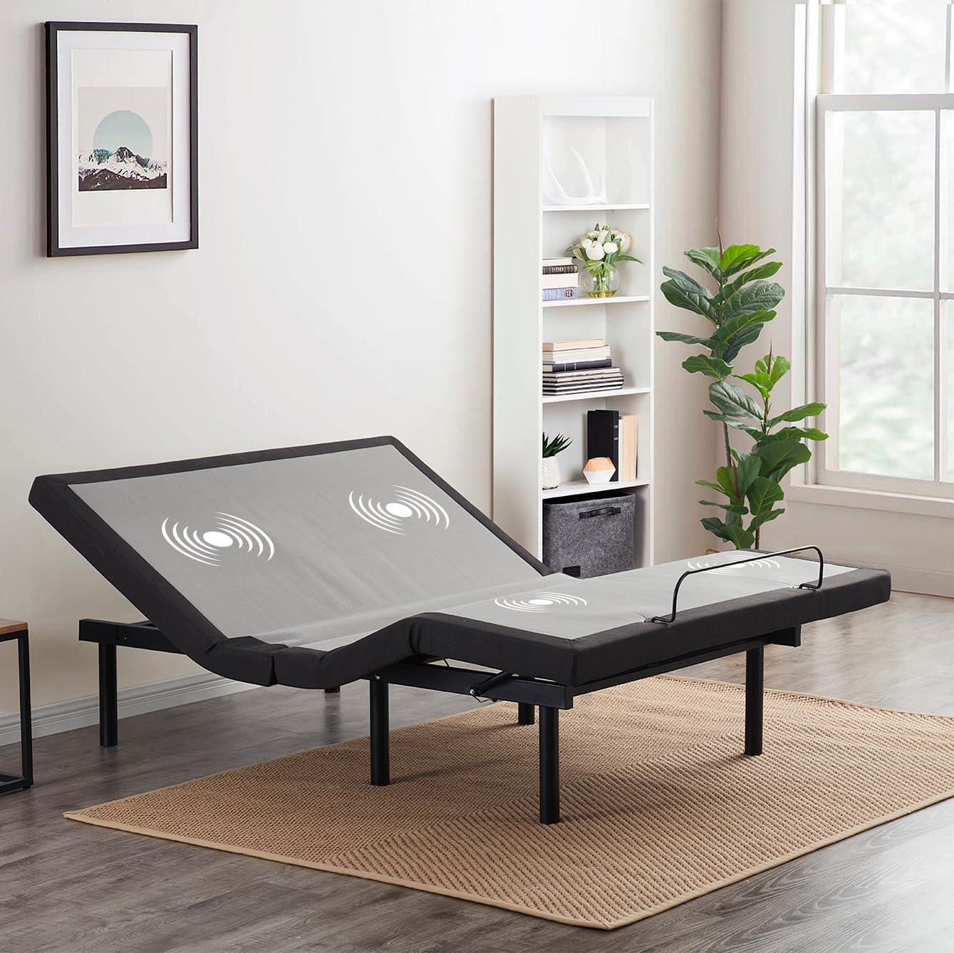 Clara Clark Clara Clark Massaging Zero Gravity, Zero Clearance Adjustable Bed with Wireless Remote, USB Ports & LED Lights