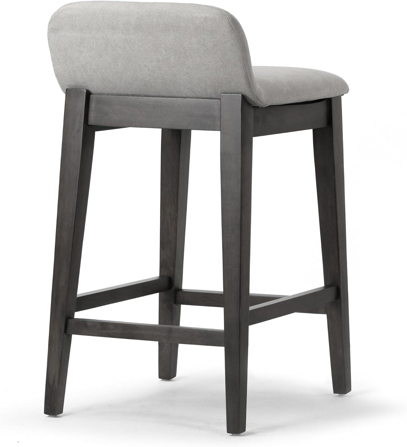 Set of 2 Atia Black Rubberwood Counter Stool with Low Back Fabric Seat