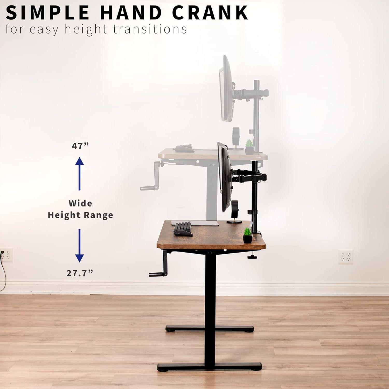 VIVO Manual Height Adjustable Stand Up Desk Frame Crank System, M051MB series