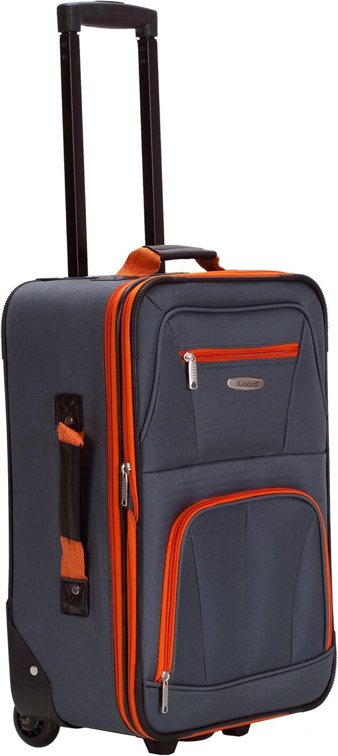 Charcoal Softside 4-Piece Spinner Luggage Set with Orange Trim
