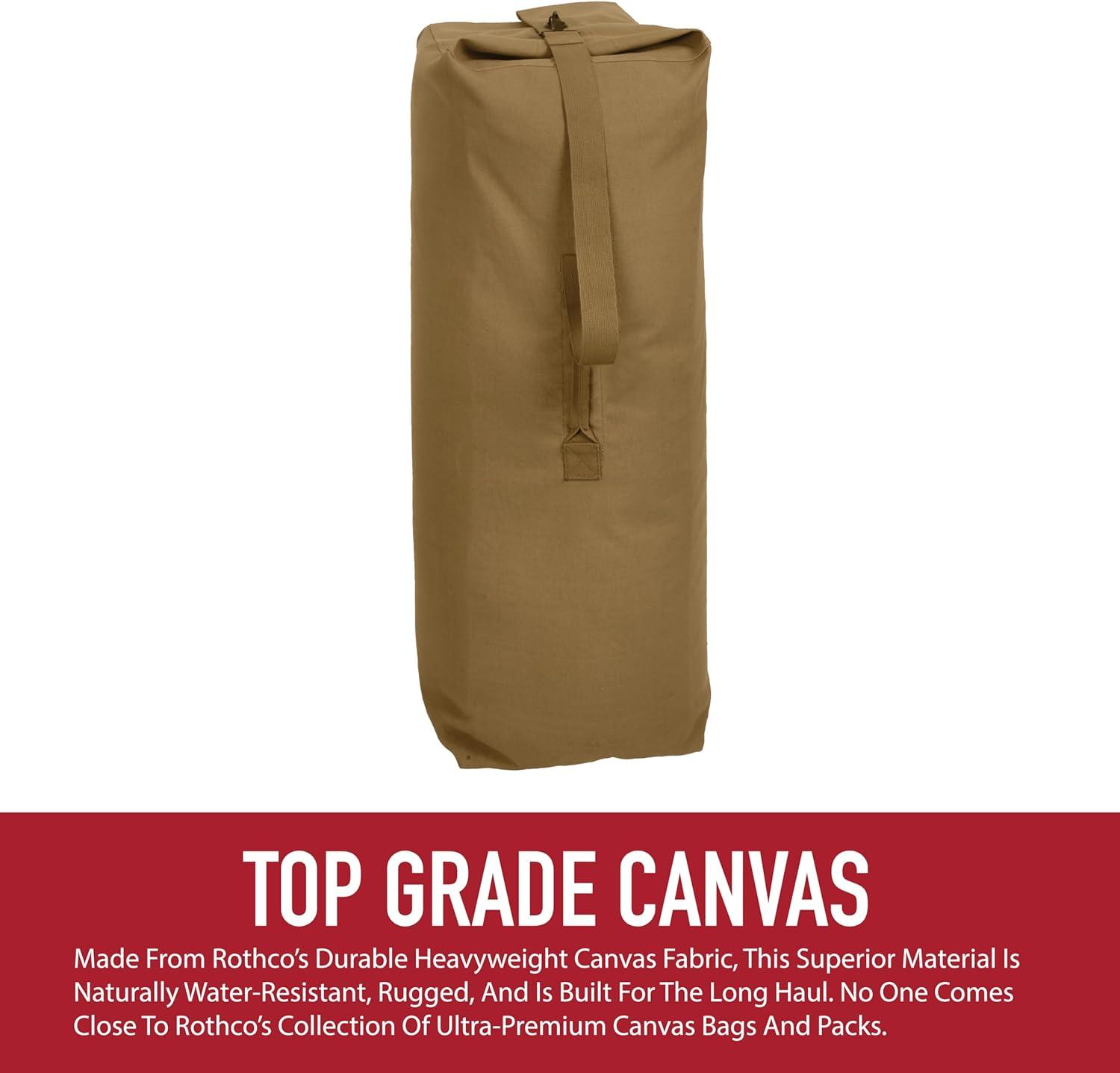 Rothco Top Load Canvas Duffle Bag, Black, 21" x 36"