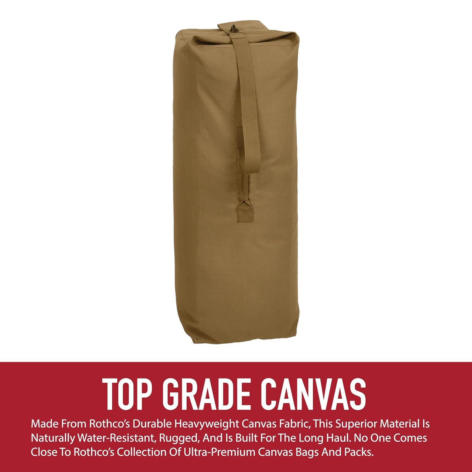 Rothco Top Load Canvas Duffle Bag, Black, 21" x 36"