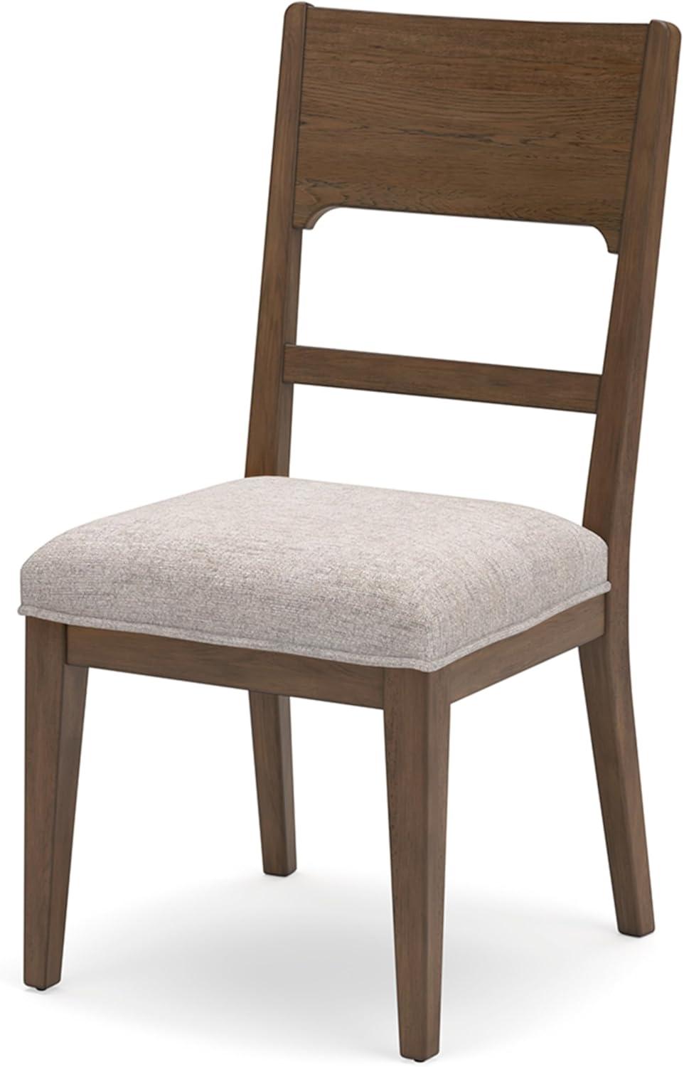 Brown Upholstered Wood Casual Side Chair