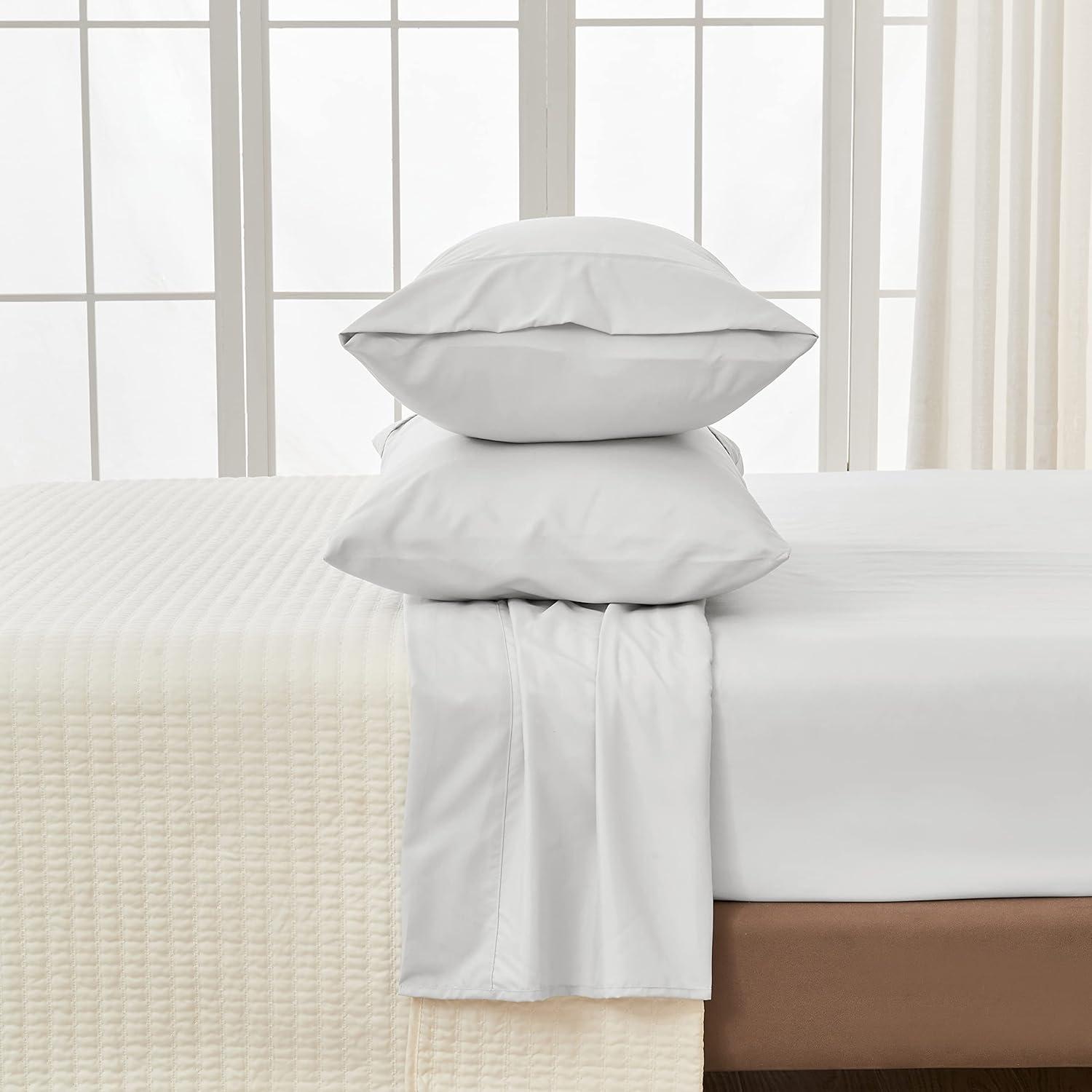 Great Bay Home Solid Microfiber Wrinkle-Resistant Sheet Set