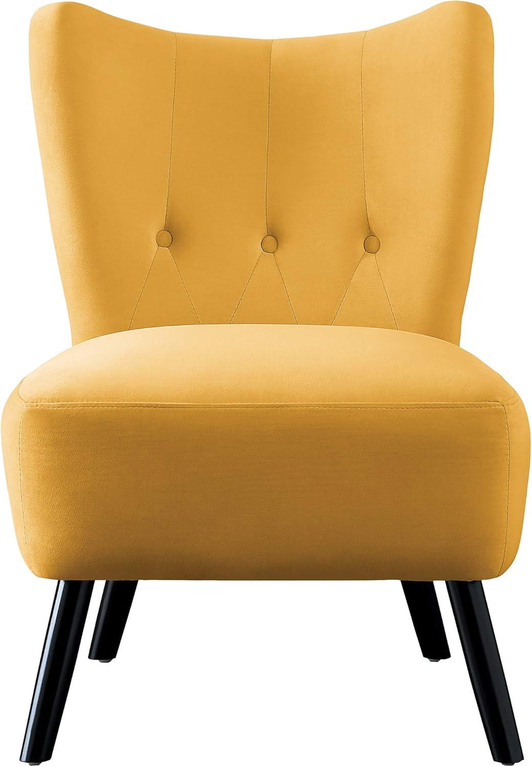 Homelegance Imani Mid Century Modern Velvet Accent Upholstered Chair, Yellow