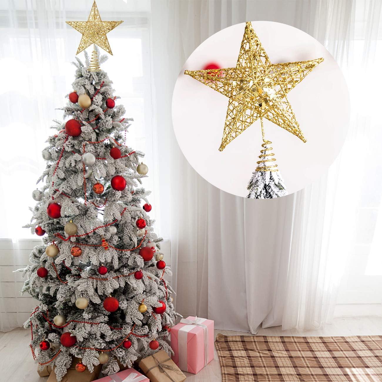 Christmas Star Tree Topper Christmas Decorative Holiday Treetop Shatterproof Star Ornament for Holiday Christmas Tree Decoration