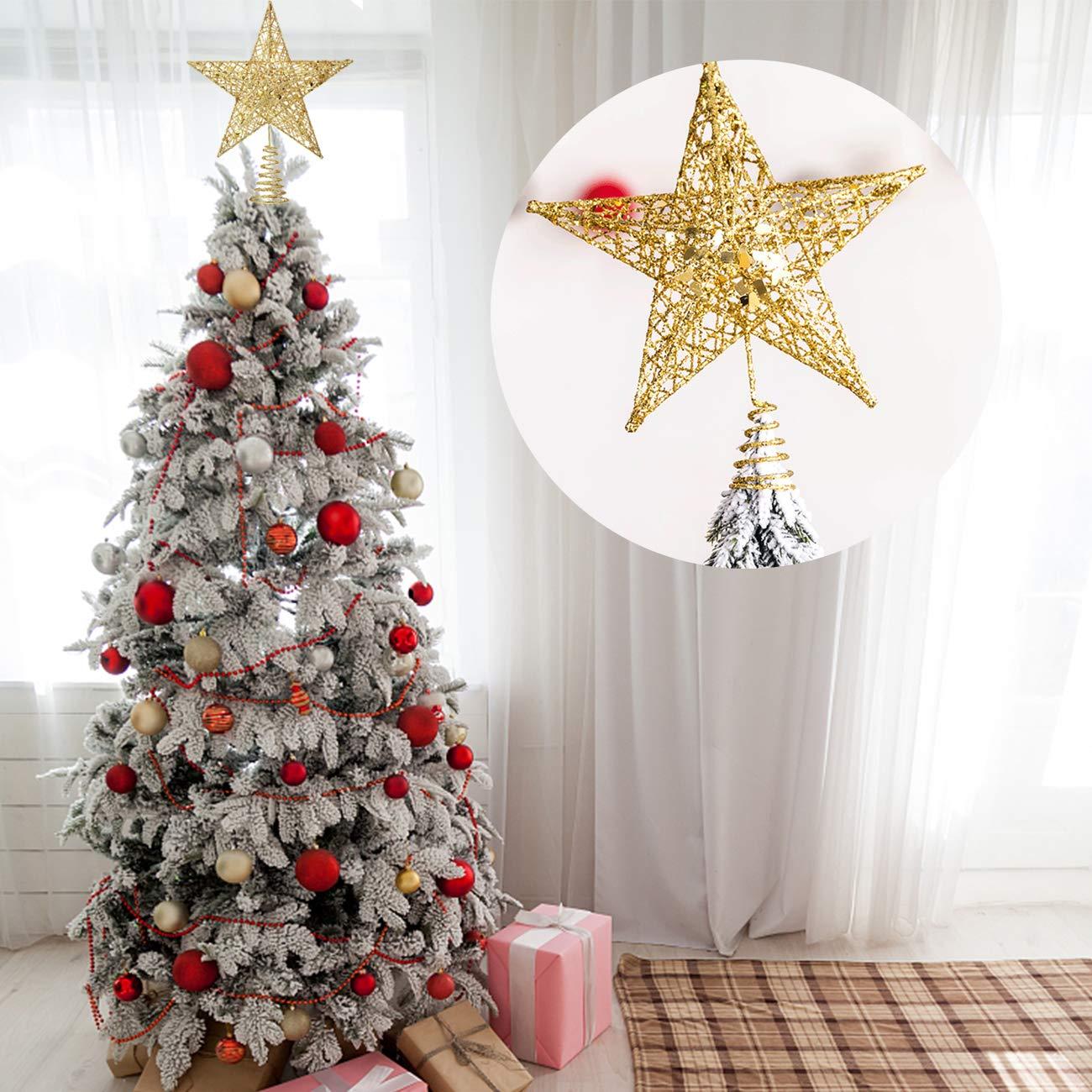 Christmas Star Tree Topper Christmas Decorative Holiday Treetop Shatterproof Star Ornament for Holiday Christmas Tree Decoration
